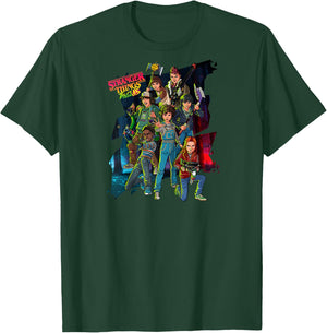 Stranger Things Tales from '85 Animated Character Group Shot Raglan Baseball T-Shirt - T-Shirt | Forest