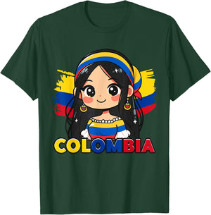 Colombian Girl Cute Colombia Flag T-Shirt - T-Shirt | Forest