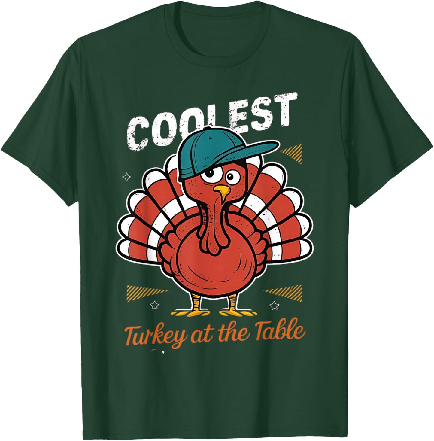 Thanksgiving Coolest Turkey At Table Boys Kids Toddler Youth T-Shirt - T-Shirt | Forest