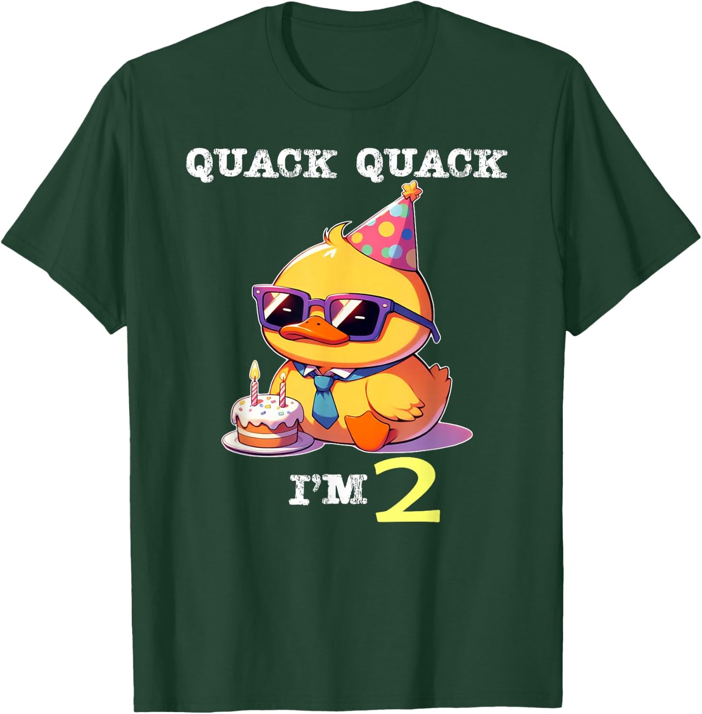Kids 2nd Birthday Quack Im 2 Cute Duck Toddler Boy Girl T-Shirt - T-Shirt | Forest