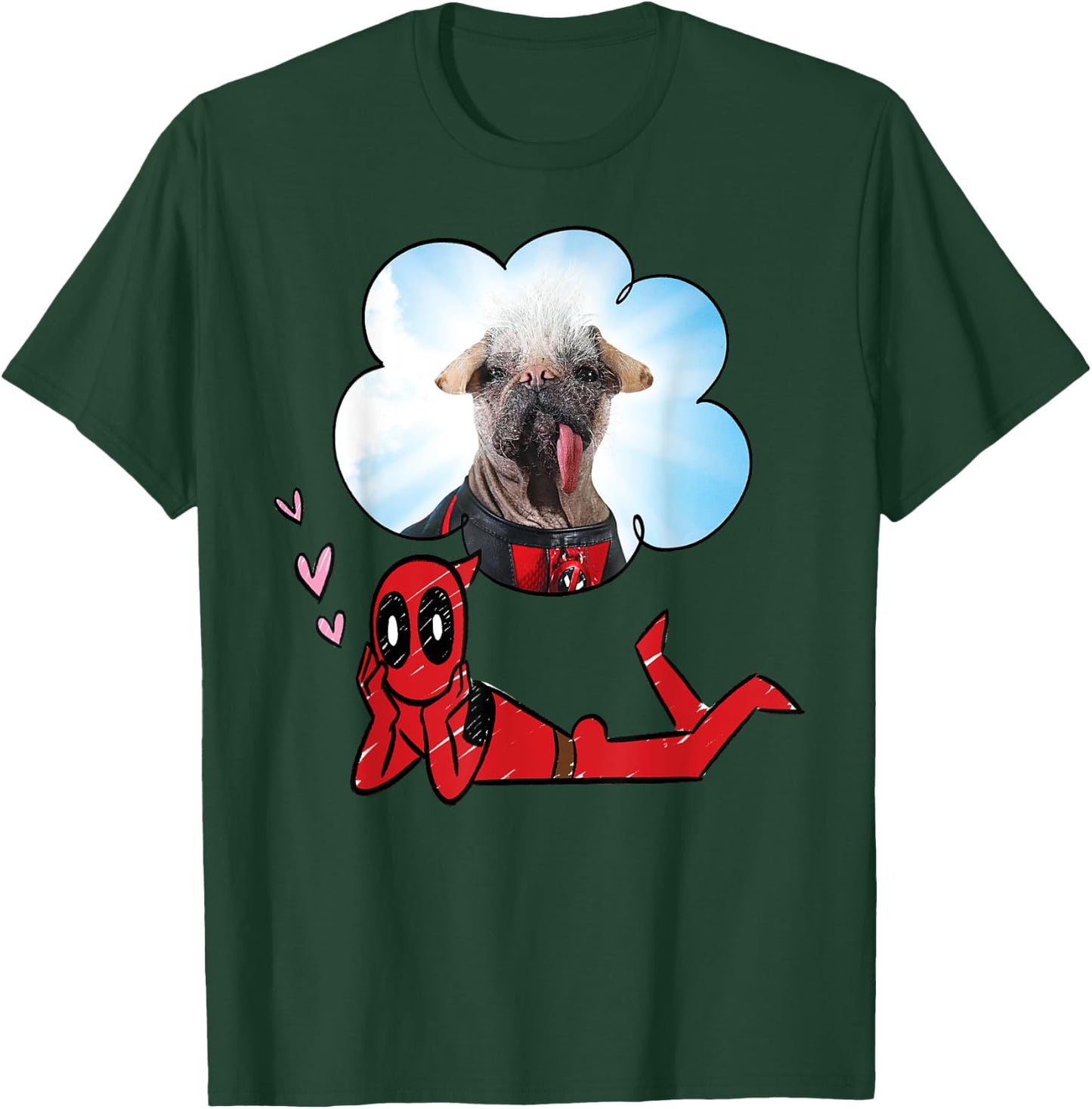 Marvel Deadpool & Wolverine Dreaming of Dogpool Doodle , Black, S T-Shirt - T-Shirt | Forest