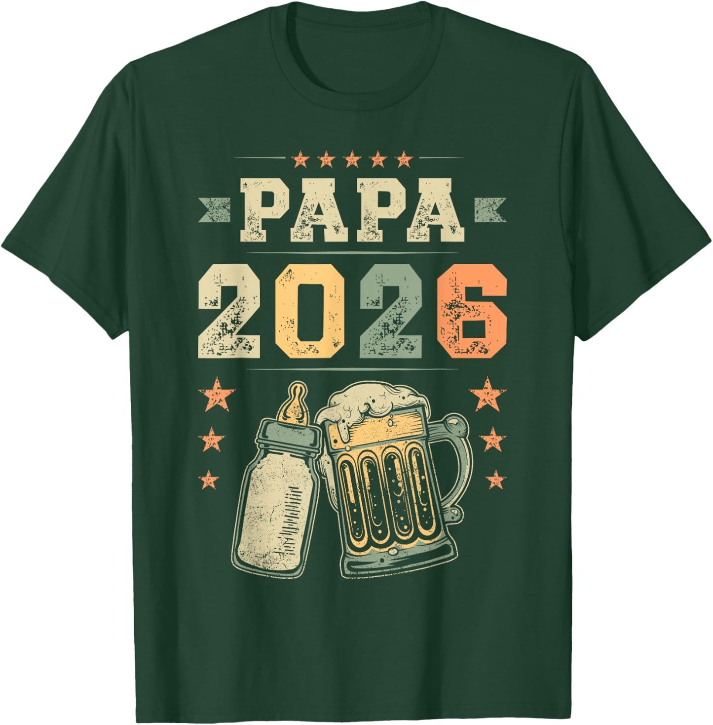 Papa 2026, Frischgebackener Vater, Erster Vatertag T-Shirt - T-Shirt | Forest