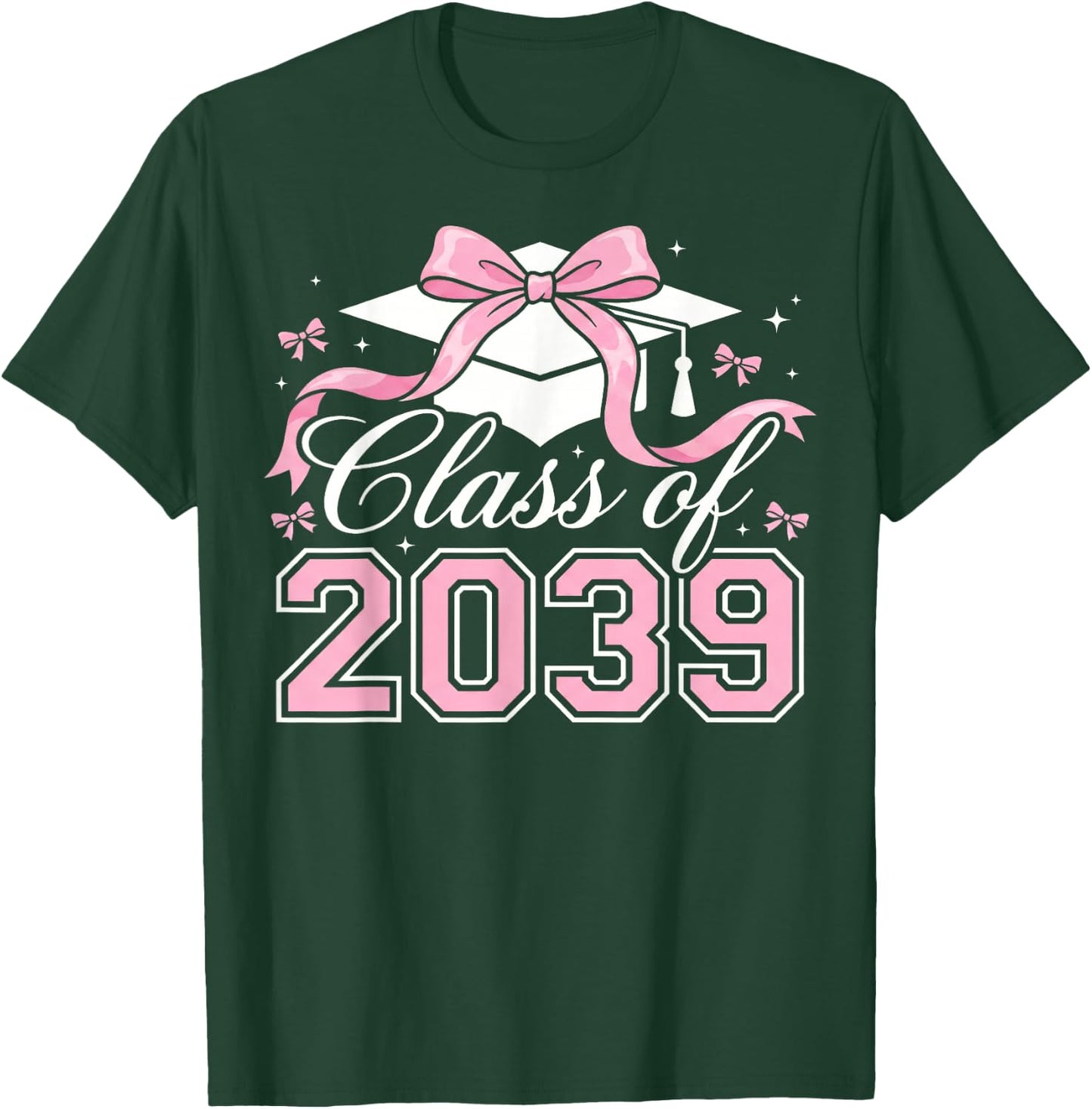 Class of 2039 Grow with Me 2039 Graduation Pink Bow Girls T-Shirt - T-Shirt | Forest