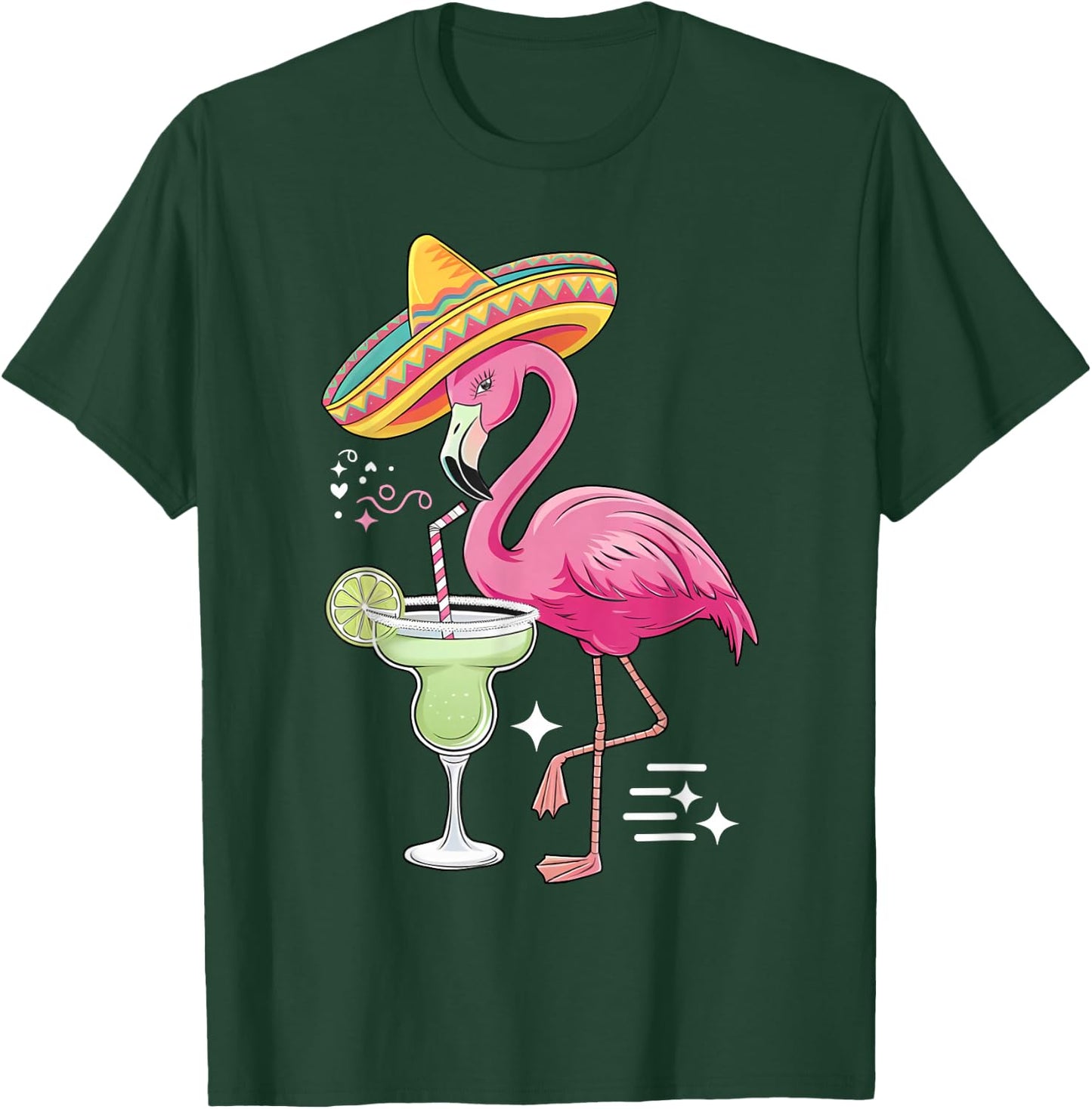 Flamingo Mexican Cinco De Mayo Poncho Drinking Margarita T-Shirt - T-Shirt | Forest