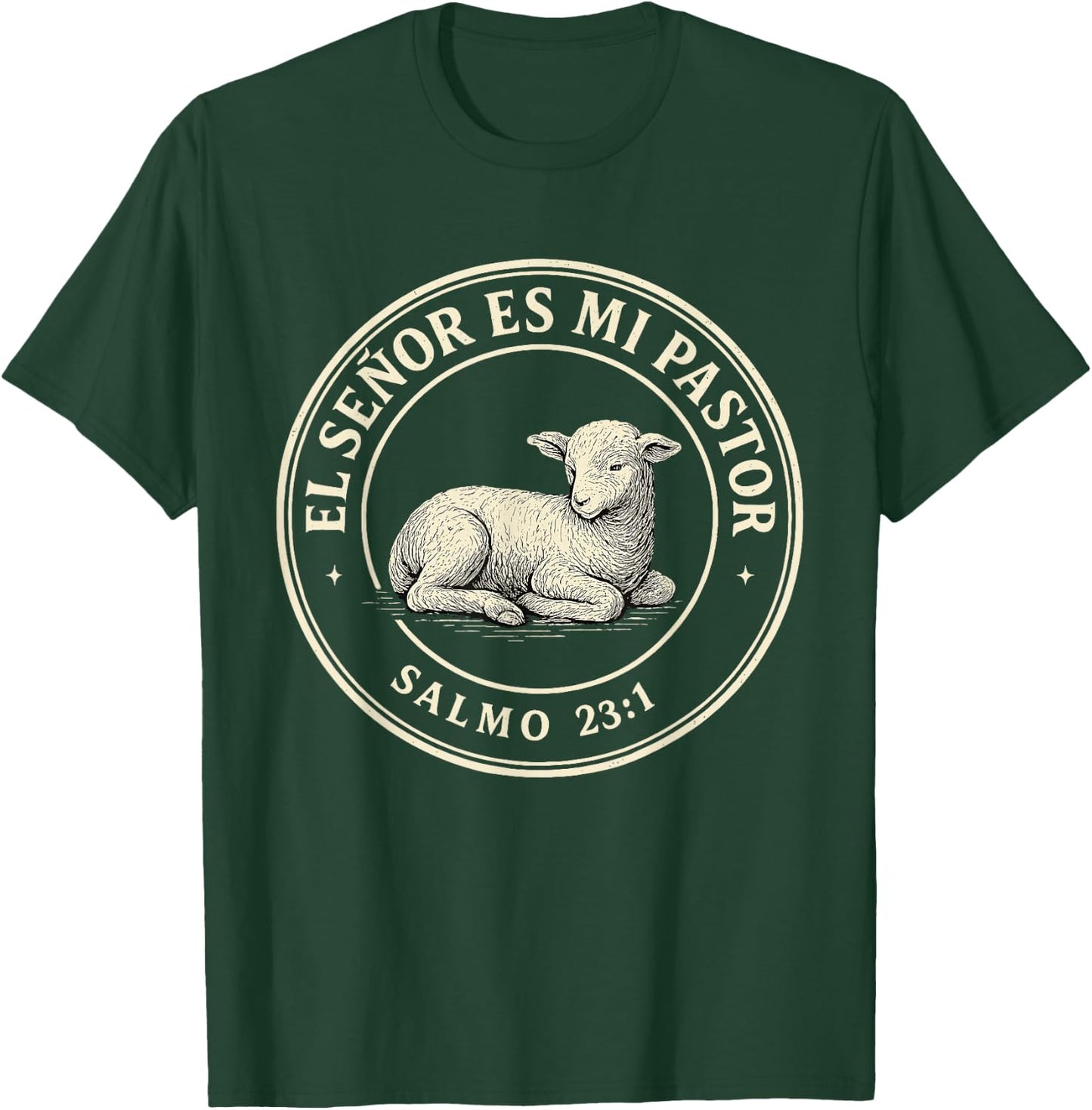 El Señor ES Mi Pastor Circle Psalm 23:1 Spanish Bible Verse T-Shirt - T-Shirt | Forest
