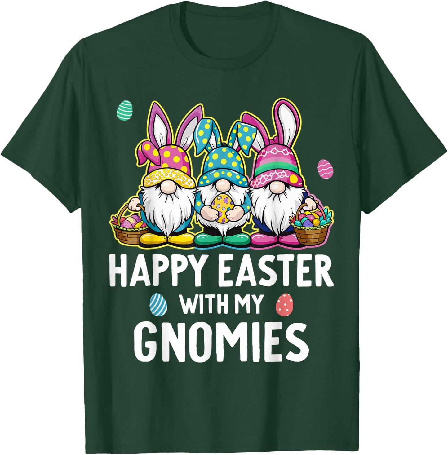 Happy Easter With My Gnomies Girls Kids Women Easter Gnome T-Shirt - T-Shirt | Forest