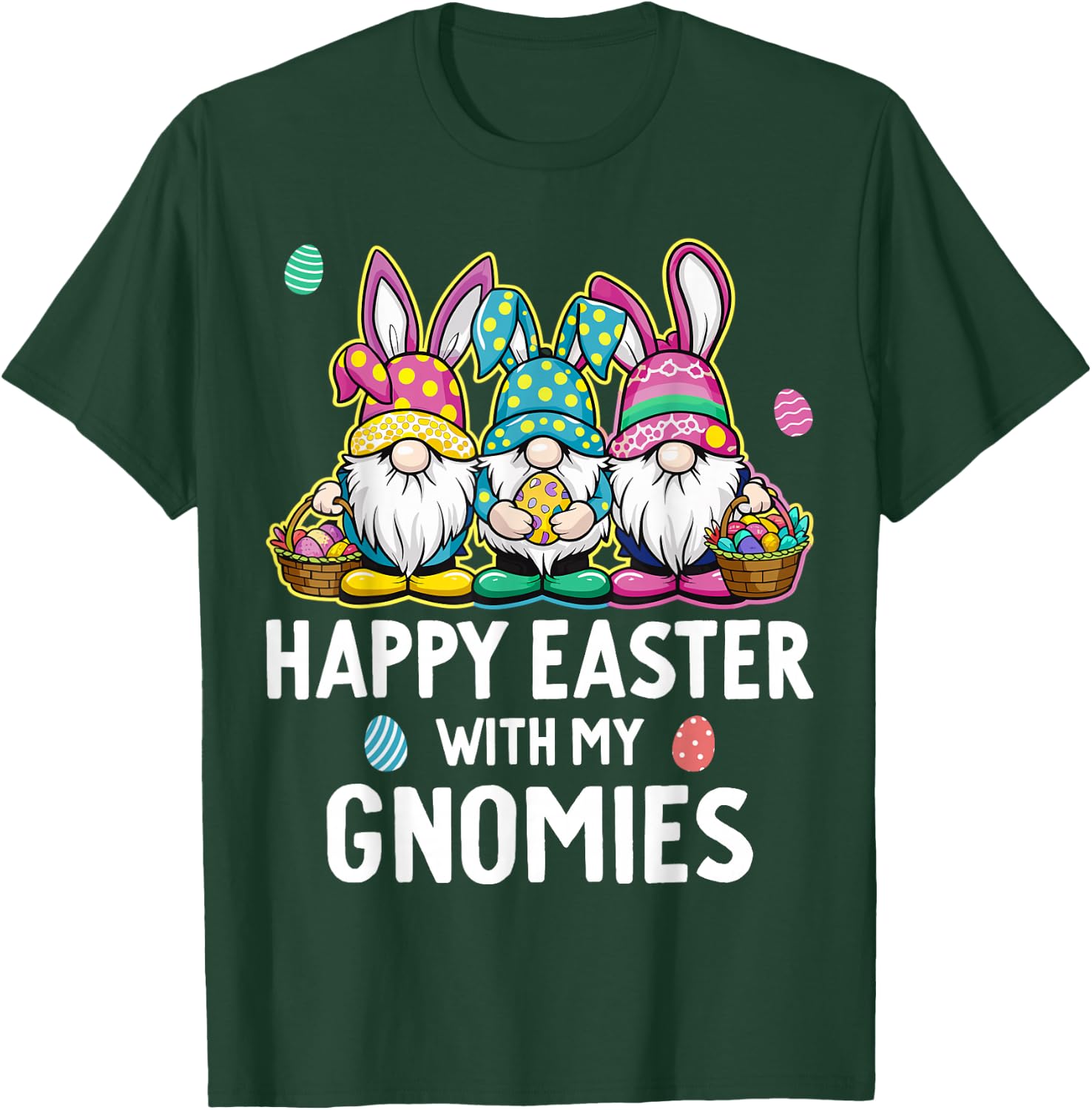 Happy Easter With My Gnomies Girls Kids Women Easter Gnome T-Shirt - T-Shirt | Forest