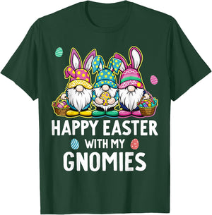 Happy Easter With My Gnomies Girls Kids Women Easter Gnome T-Shirt - T-Shirt | Forest