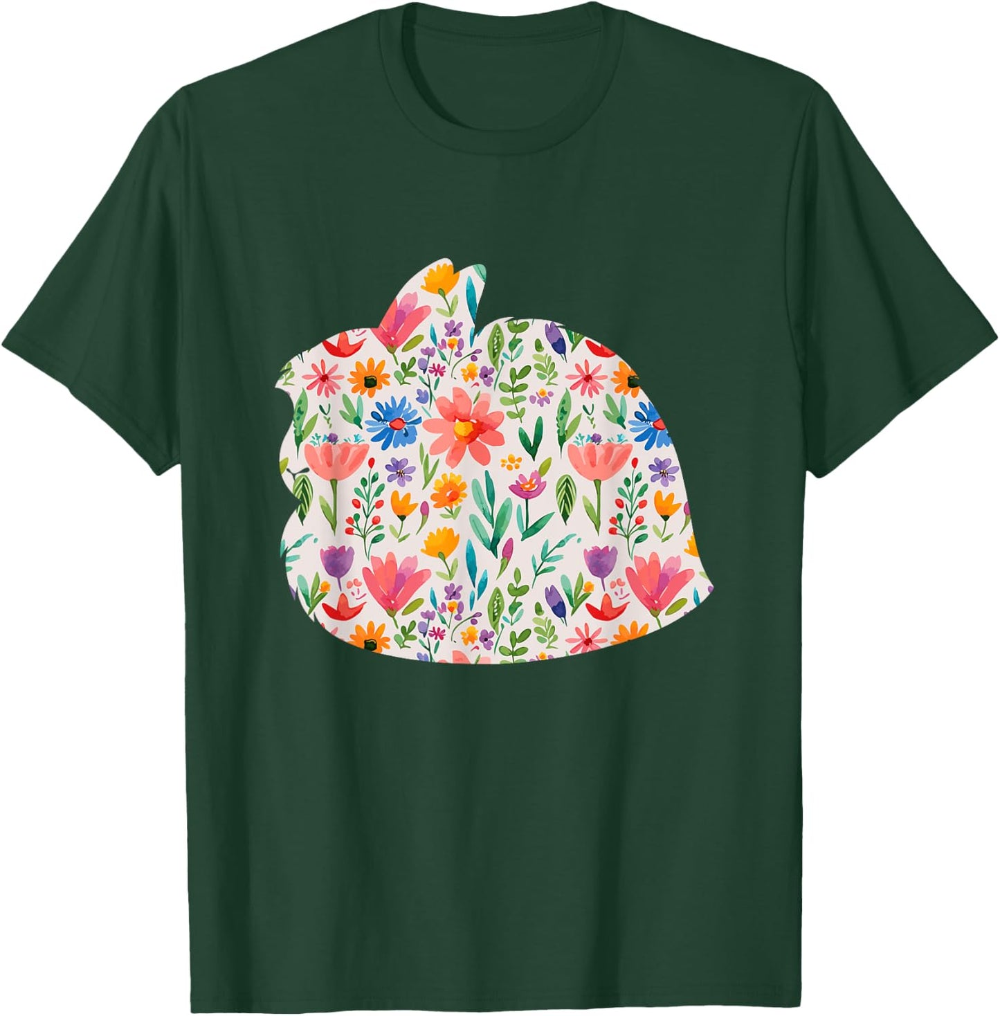 Jersey Wooly Bunny Rabbit watercolor flowers design T-Shirt - T-Shirt | Forest