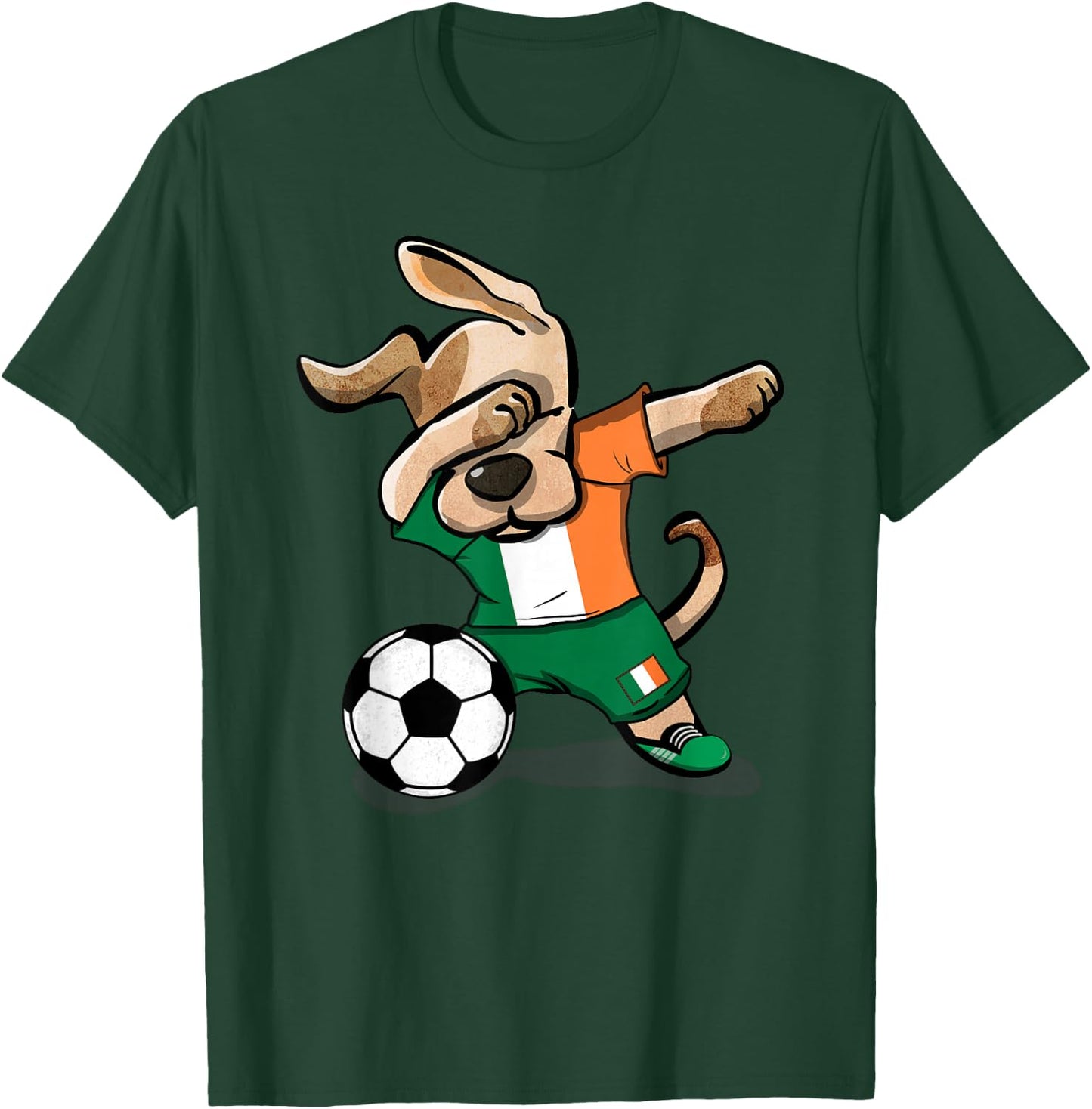 Funny Dabbing Dog Ireland Soccer Jersey Funny Irish Football T-Shirt - T-Shirt | Forest