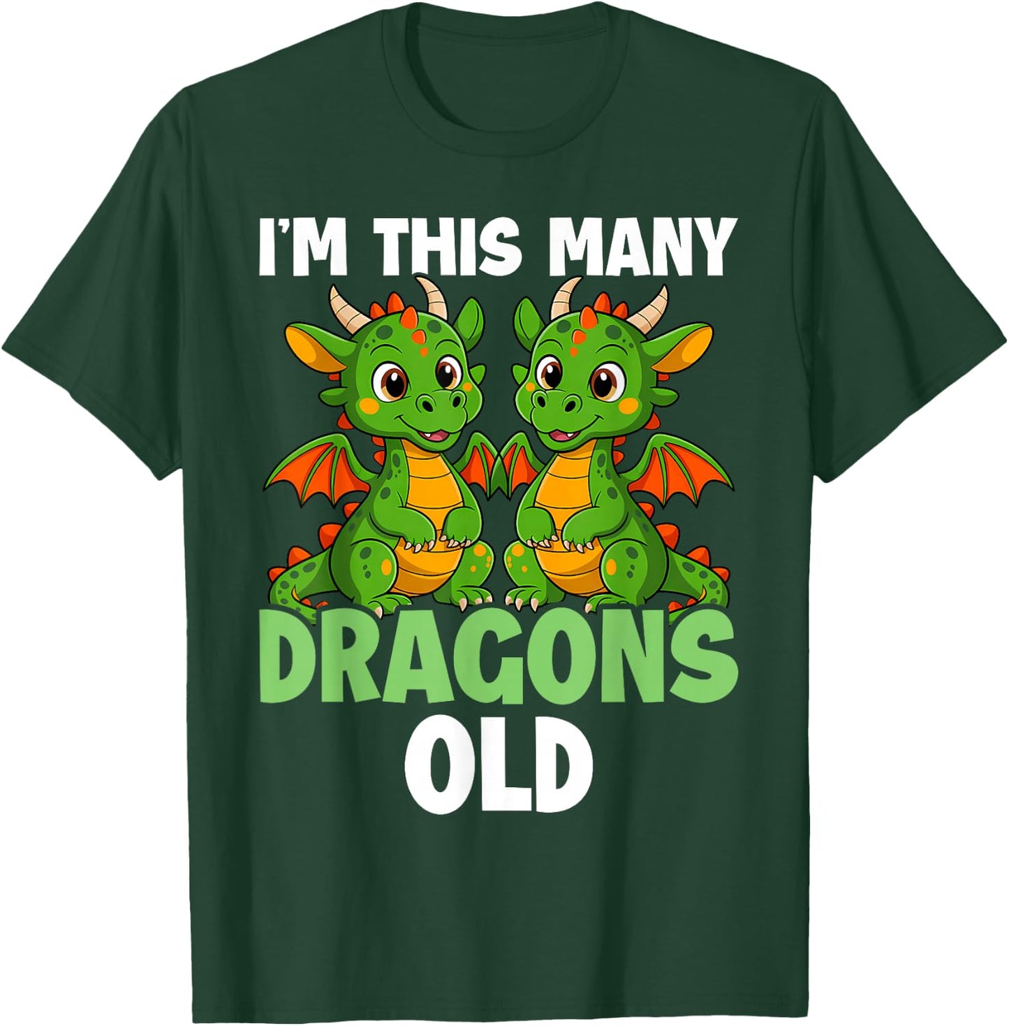 I'm This Many Dragons Old - 2nd Birthday 2 Years Old Bday T-Shirt - T-Shirt | Forest
