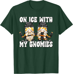Funny Hanging With My Gnomies On Ice Hockey Gnome Graphic T-Shirt - T-Shirt | Forest