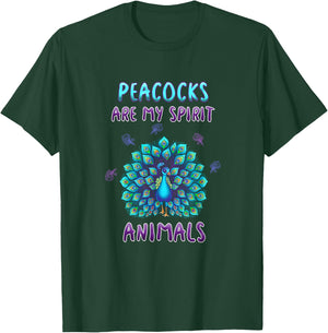 Peacocks Are My Spirit Animals Funny Peacock Lover Quote T-Shirt - T-Shirt | Forest