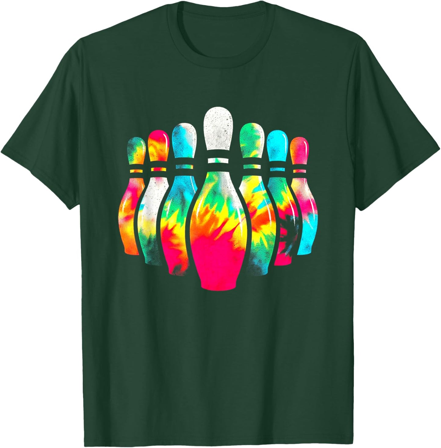 Bowling Pins Tie Dye - Vintage Bowling League Sports Lover T-Shirt - T-Shirt | Forest