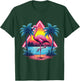 Flamingo Summer Vibes Retro Beach Palm Tree Sunset Flamingo T-Shirt - T-Shirt | Forest