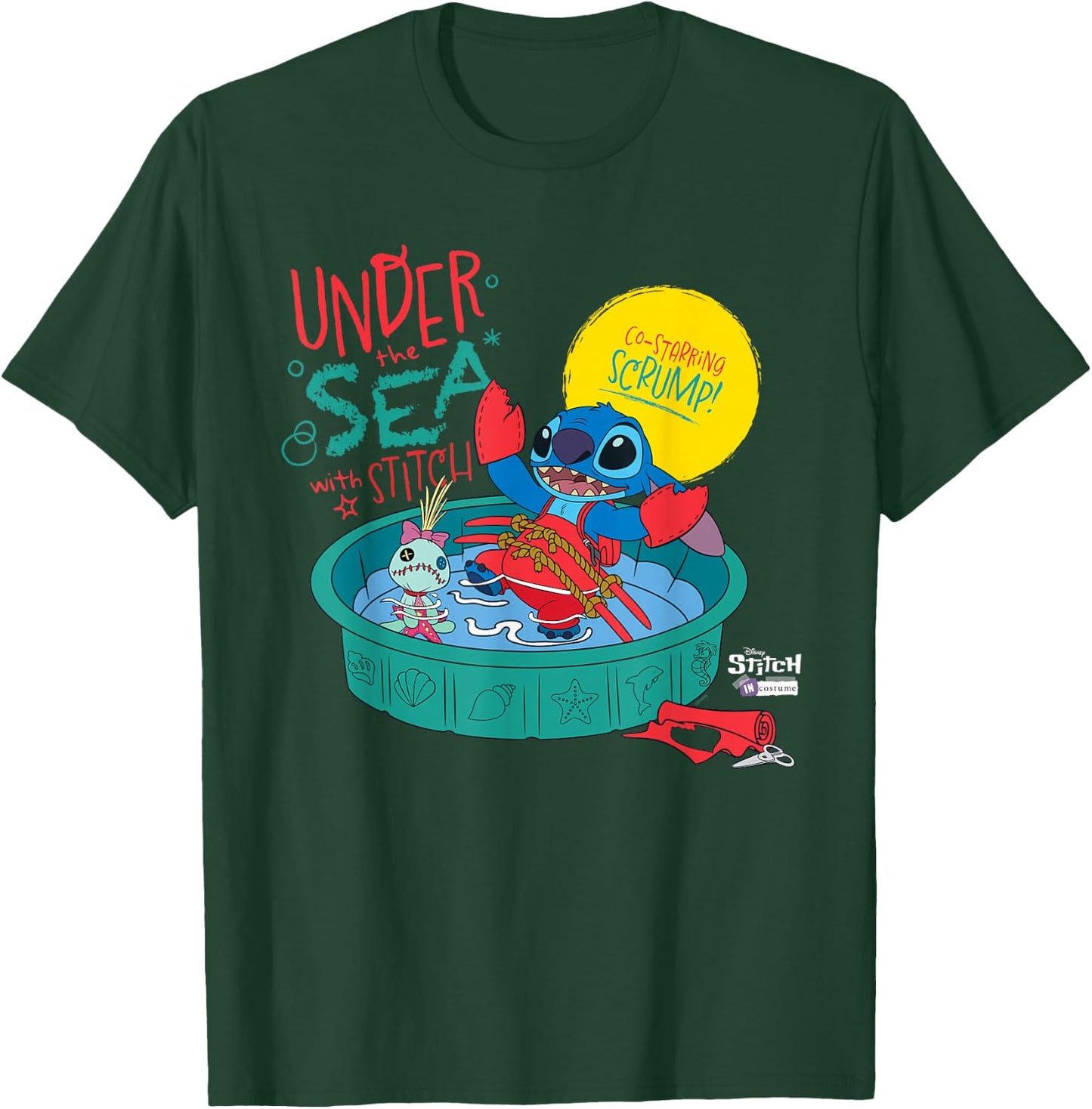 Disney 100 Stitch in Costume Little Mermaid Under The Sea T-Shirt - T-Shirt | Forest