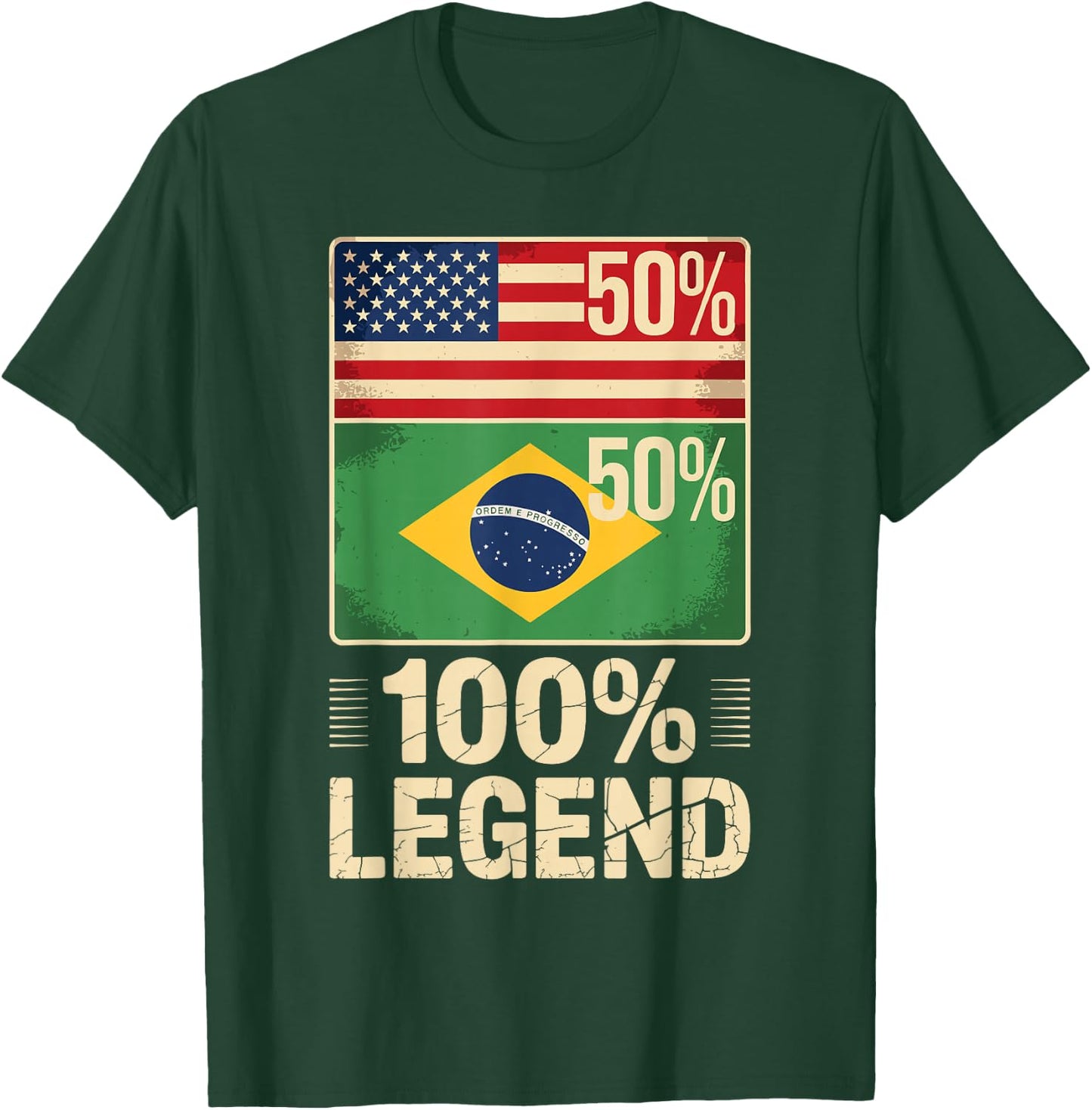American Brazilian USA Brazil America 100% Legend T-Shirt - T-Shirt | Forest