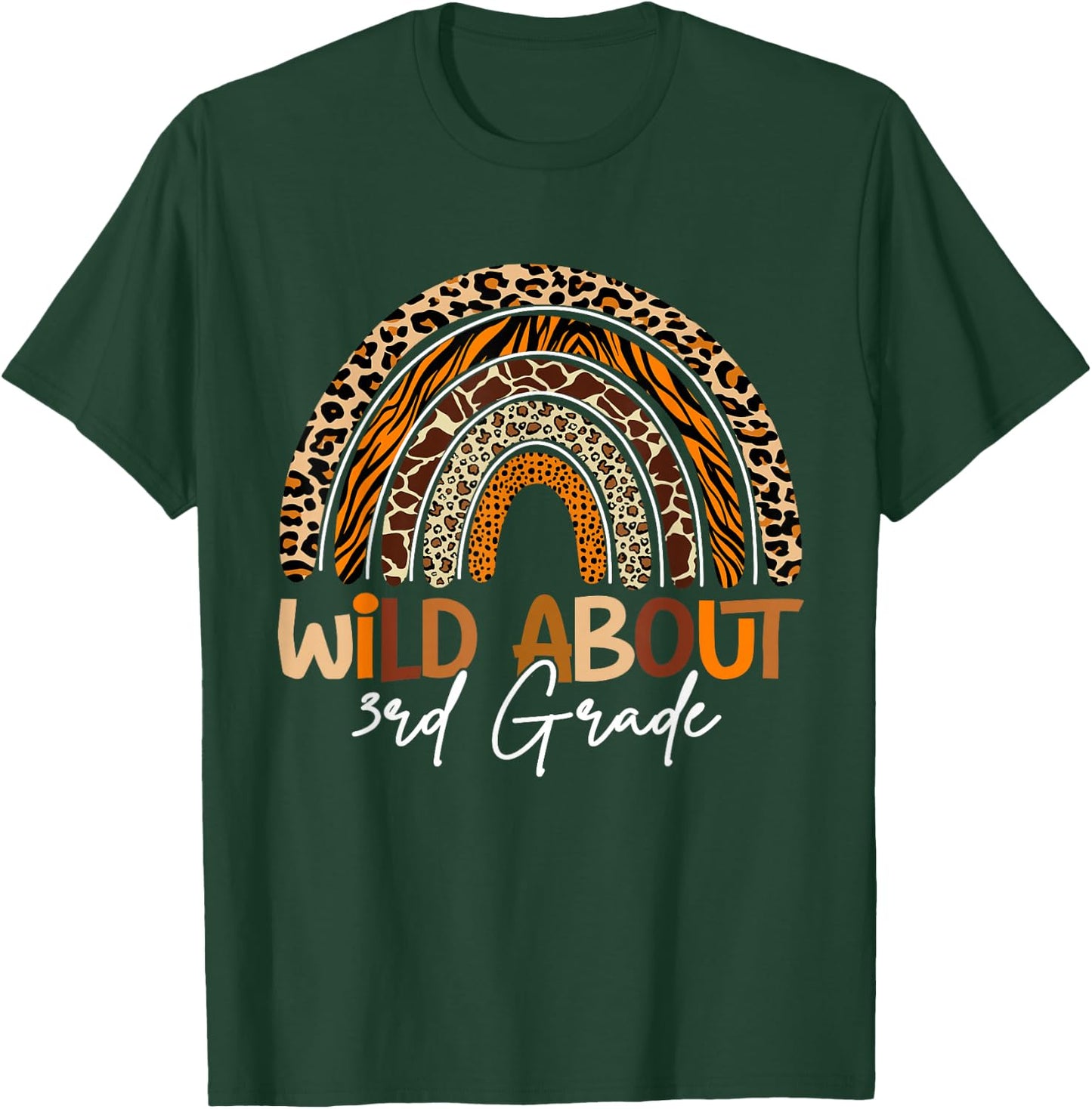 First Day Of School Wild About 3rd Grade Animals Rainbow T-Shirt - T-Shirt | Forest