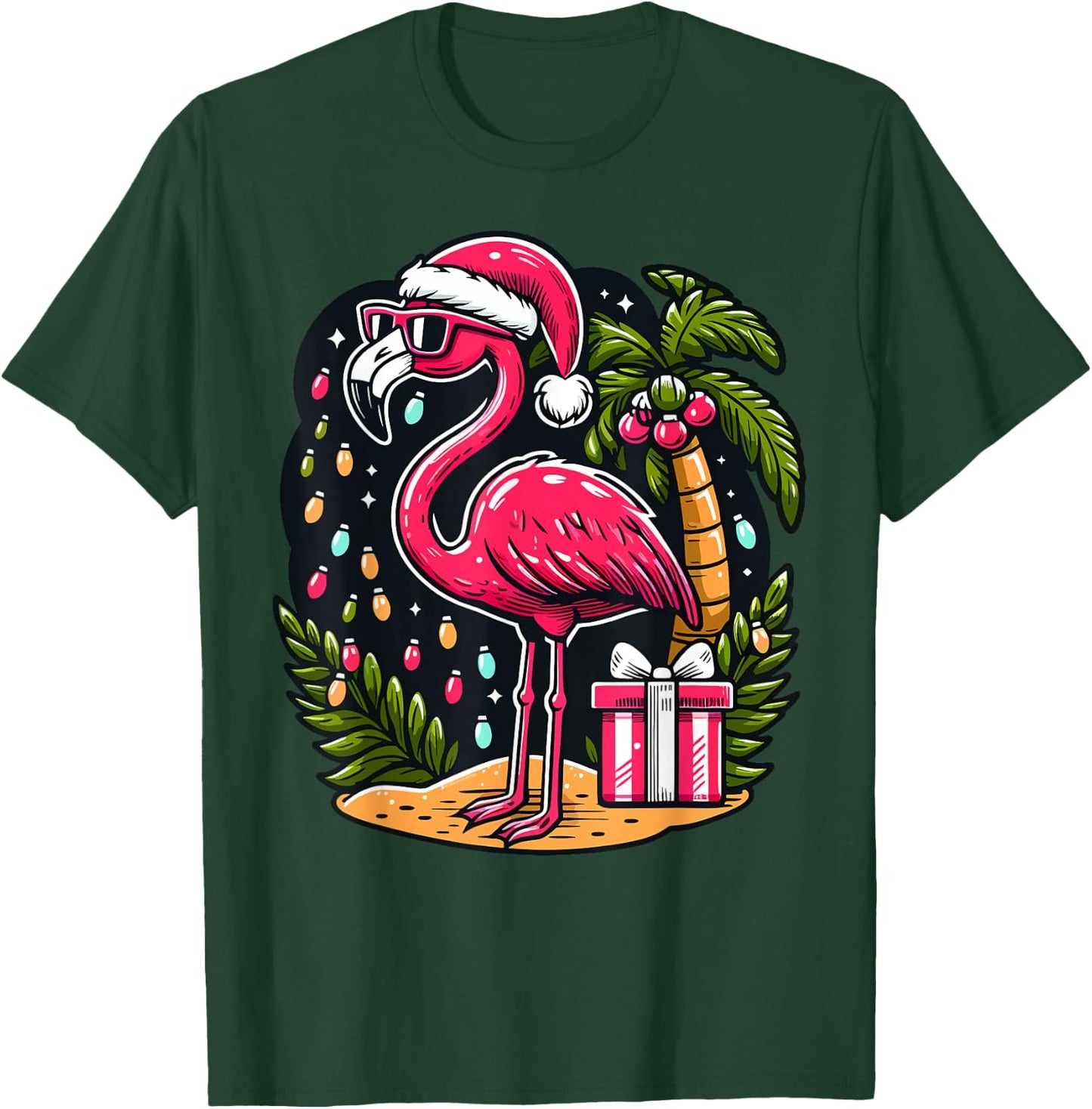 Flamingo Sunglasses Xmas Beach Tropical Christmas in July Men Women Kids T-Shirt - T-Shirt | Forest