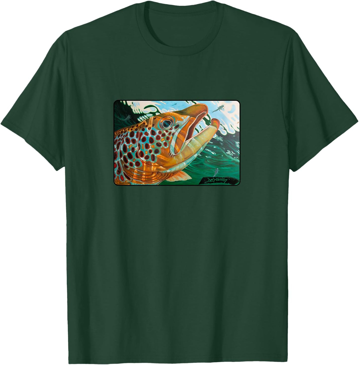 Brown Trout Fishing Derek DeYoung Fisherman Gift T-Shirt - T-Shirt | Forest