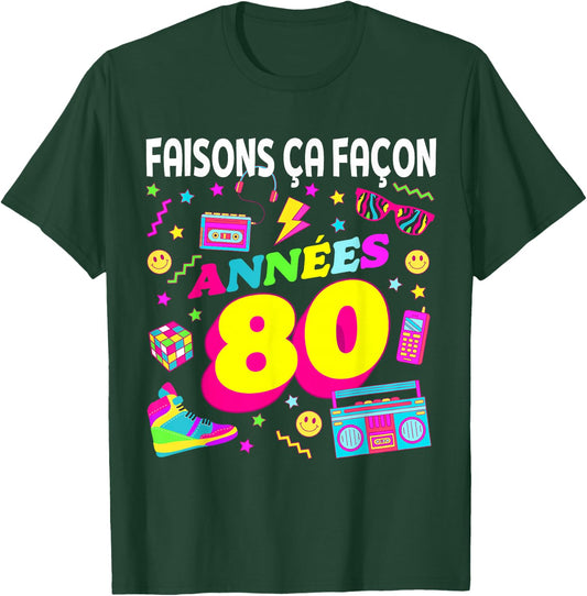 Party 80s Birthday Party 80s Retro Style , Black, S T-Shirt - T-Shirt | Forest