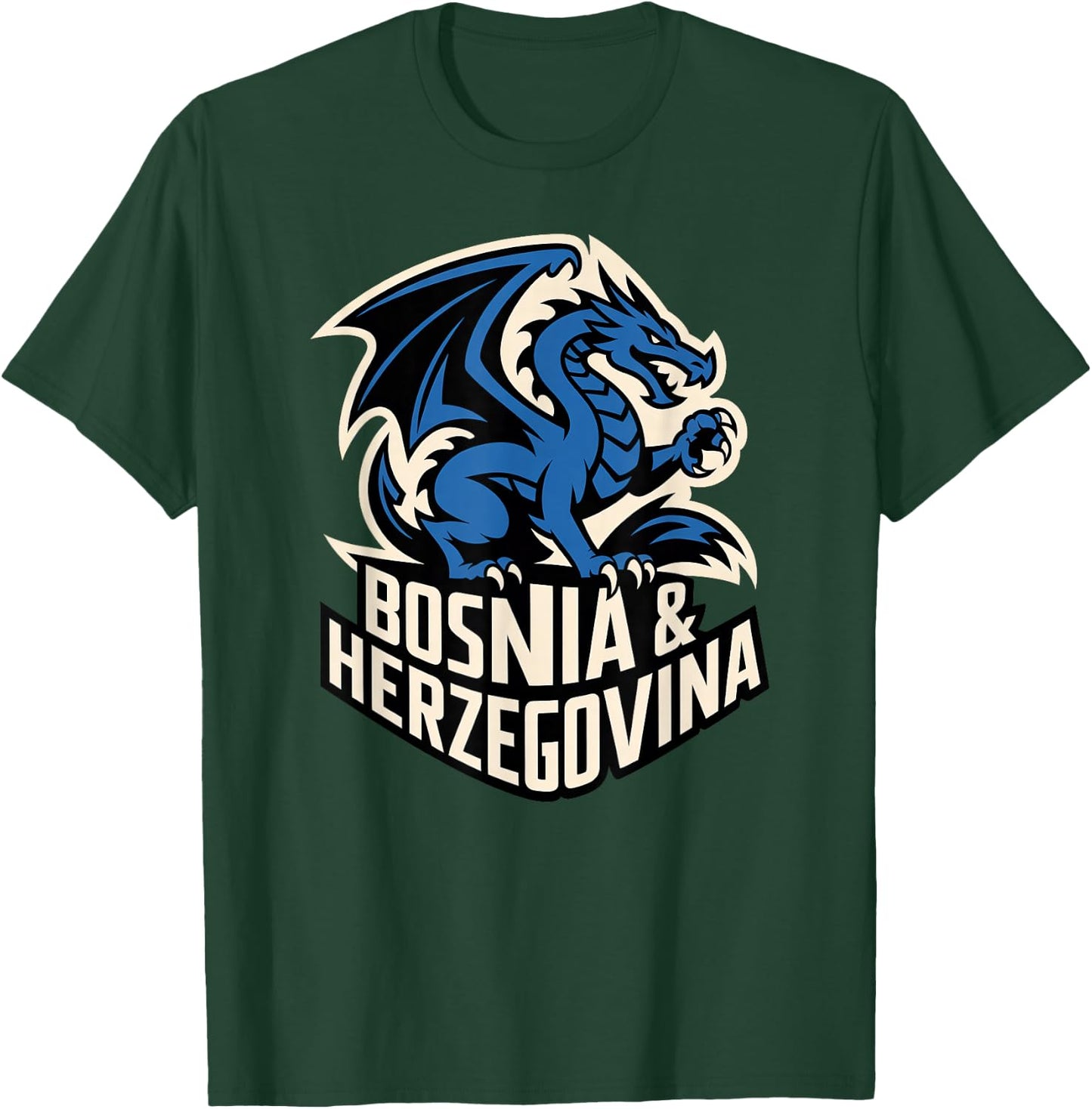 Classic Dragon Bosnia Herzegovina Country Slogan Cheer Game T-Shirt - T-Shirt | Forest