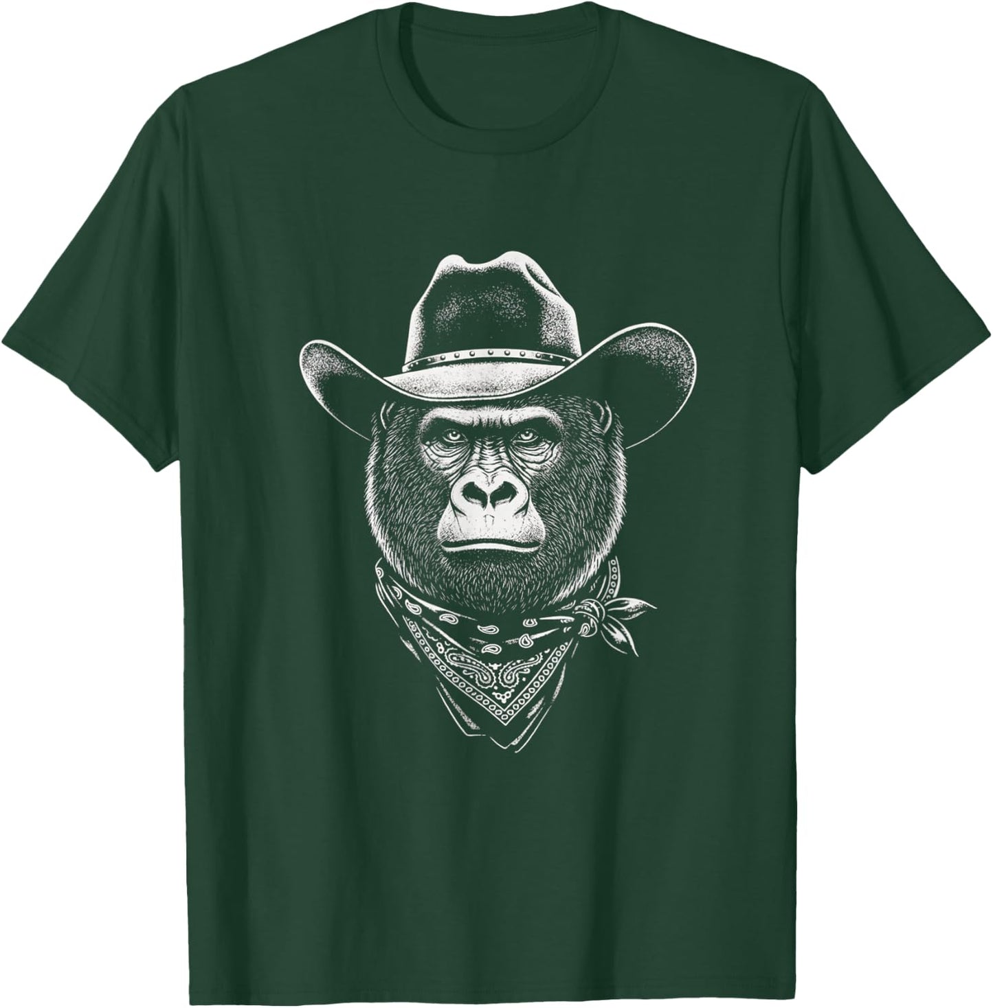Cowboy Gorilla Portrait Vintage Western Monkey Wild West T-Shirt - T-Shirt | Forest