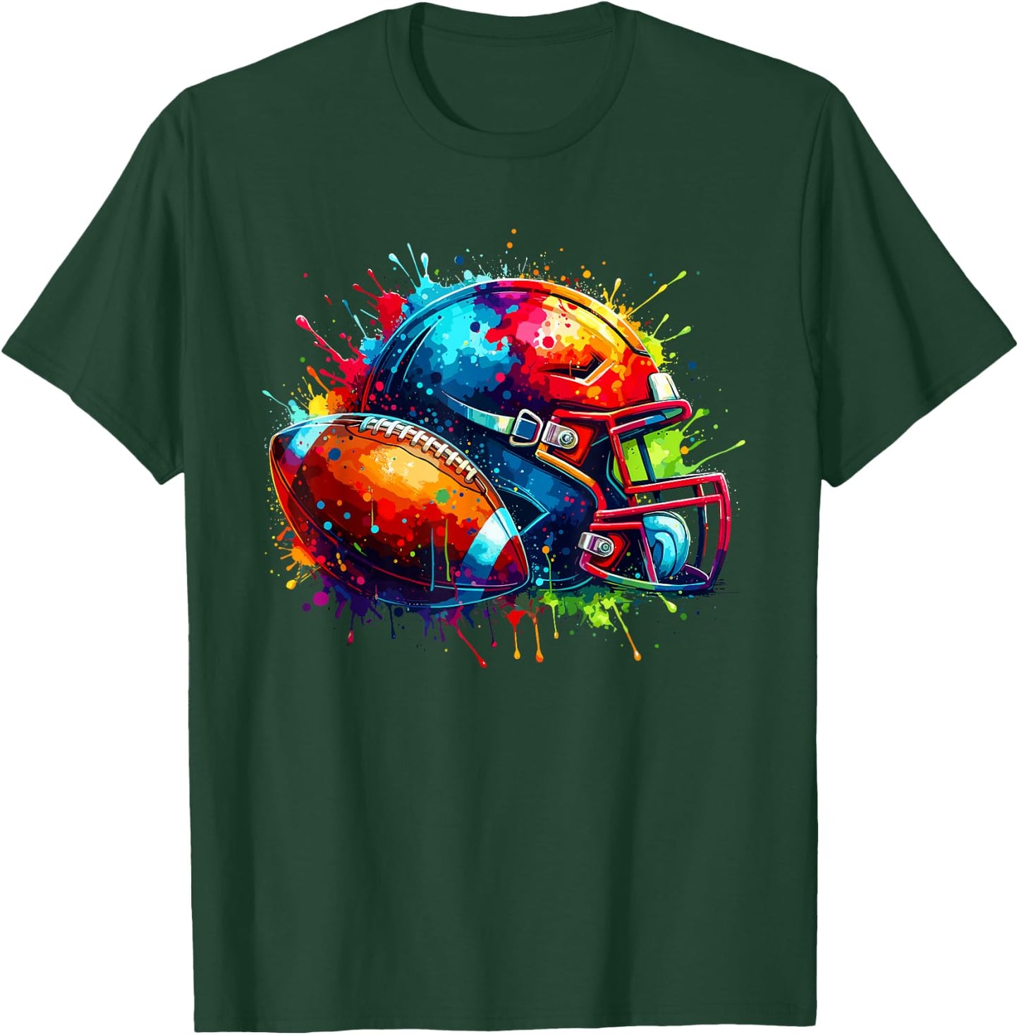 Colourful Splash Art American Football Player , black, S T-Shirt - T-Shirt | Forest