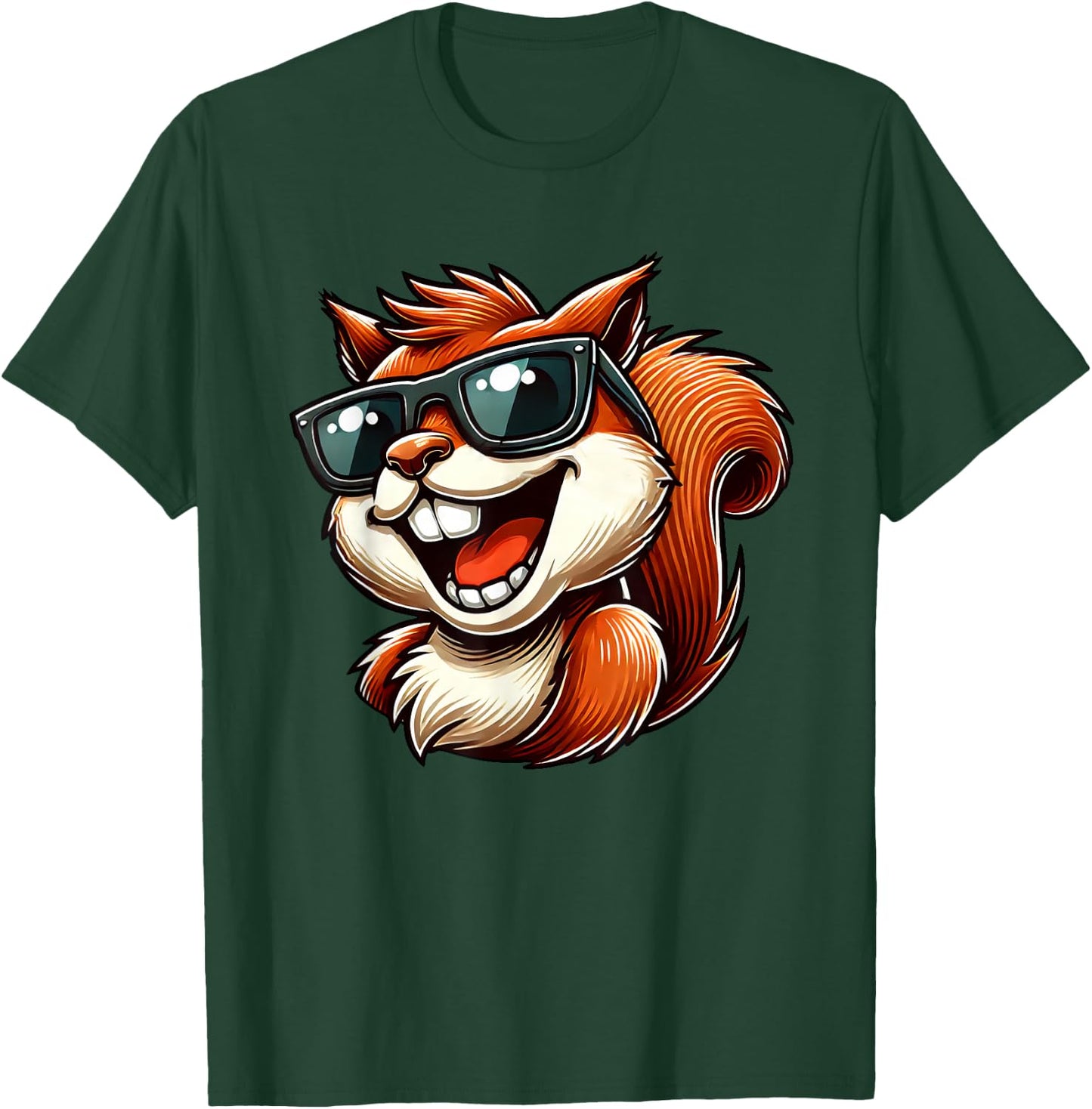 Cool Squirrel with Sunglasses Laughing Fun T-Shirt - T-Shirt | Forest
