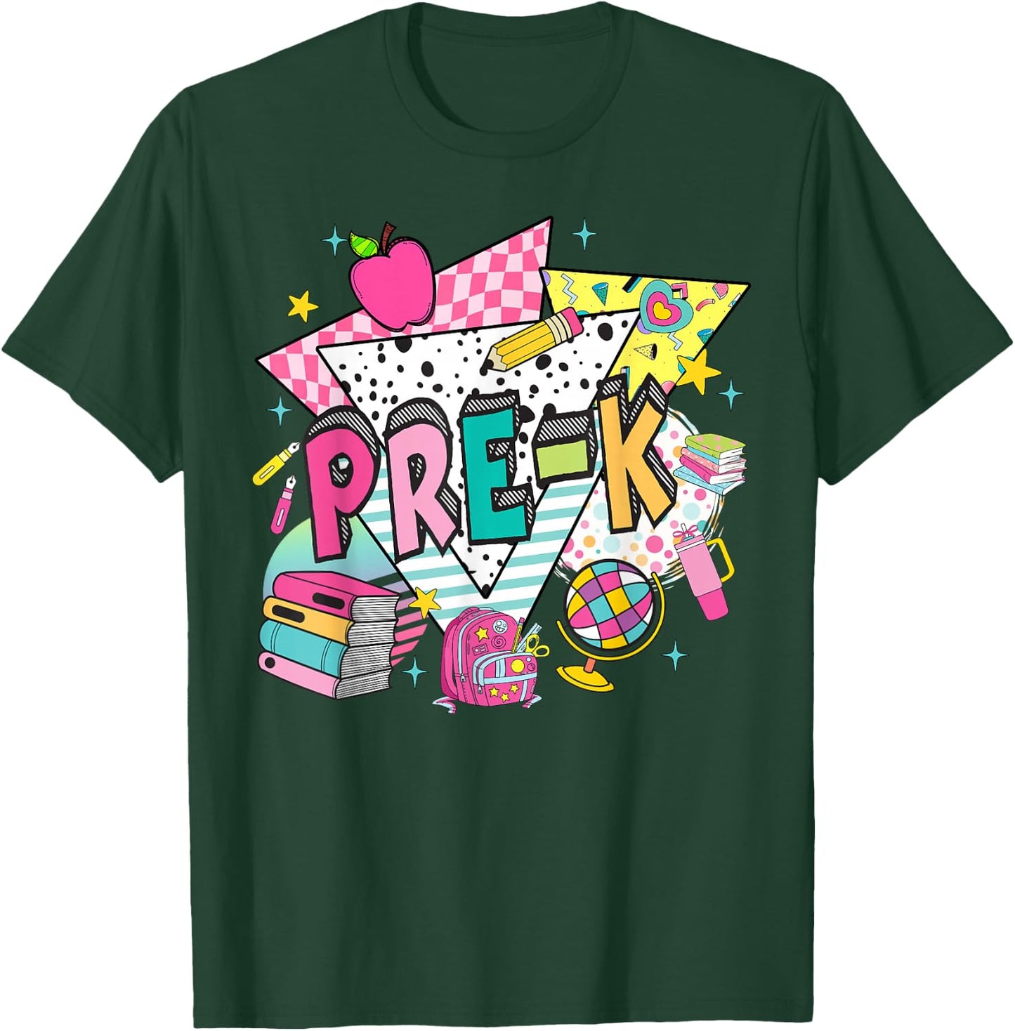 Pre-K Teachers Students Retro 90s Back To School T-Shirt - T-Shirt | Forest