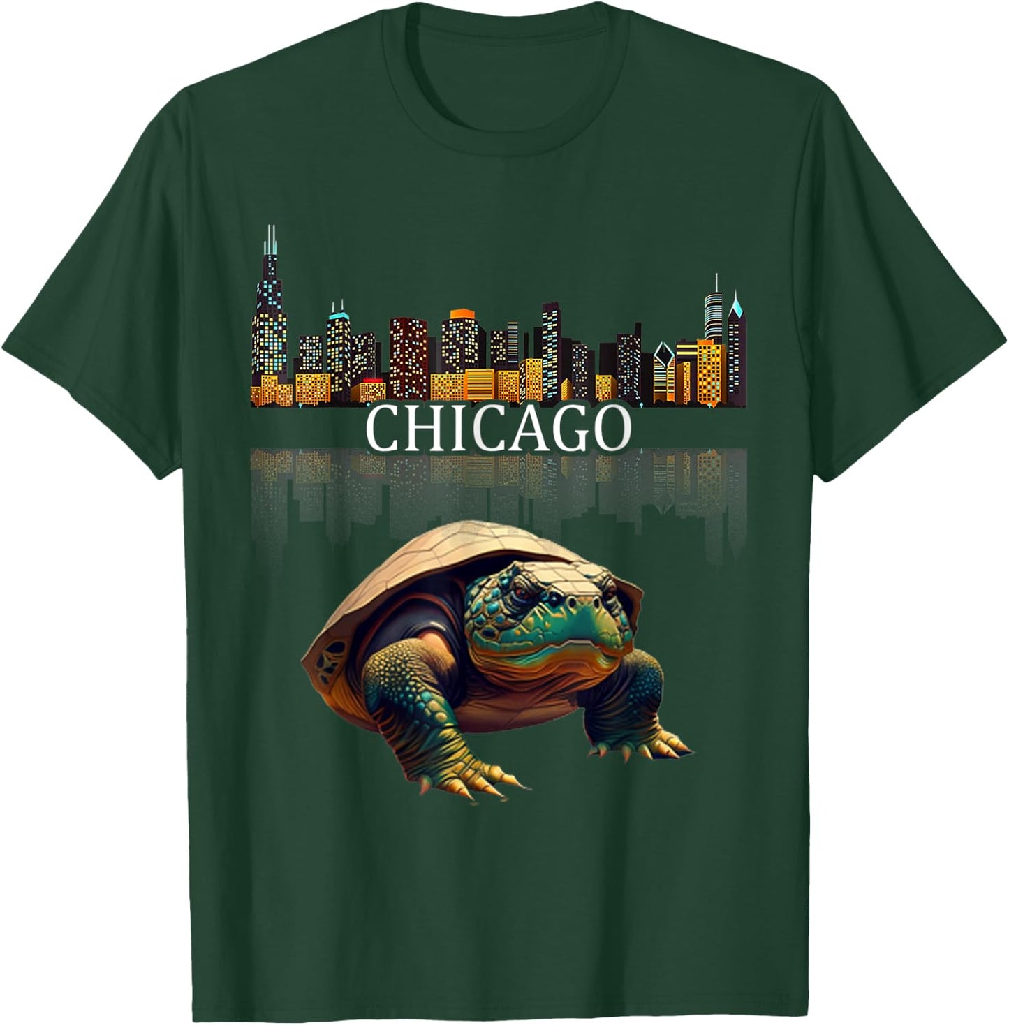 Giant Snapping Turtle Chicago River T-Shirt - T-Shirt | Forest