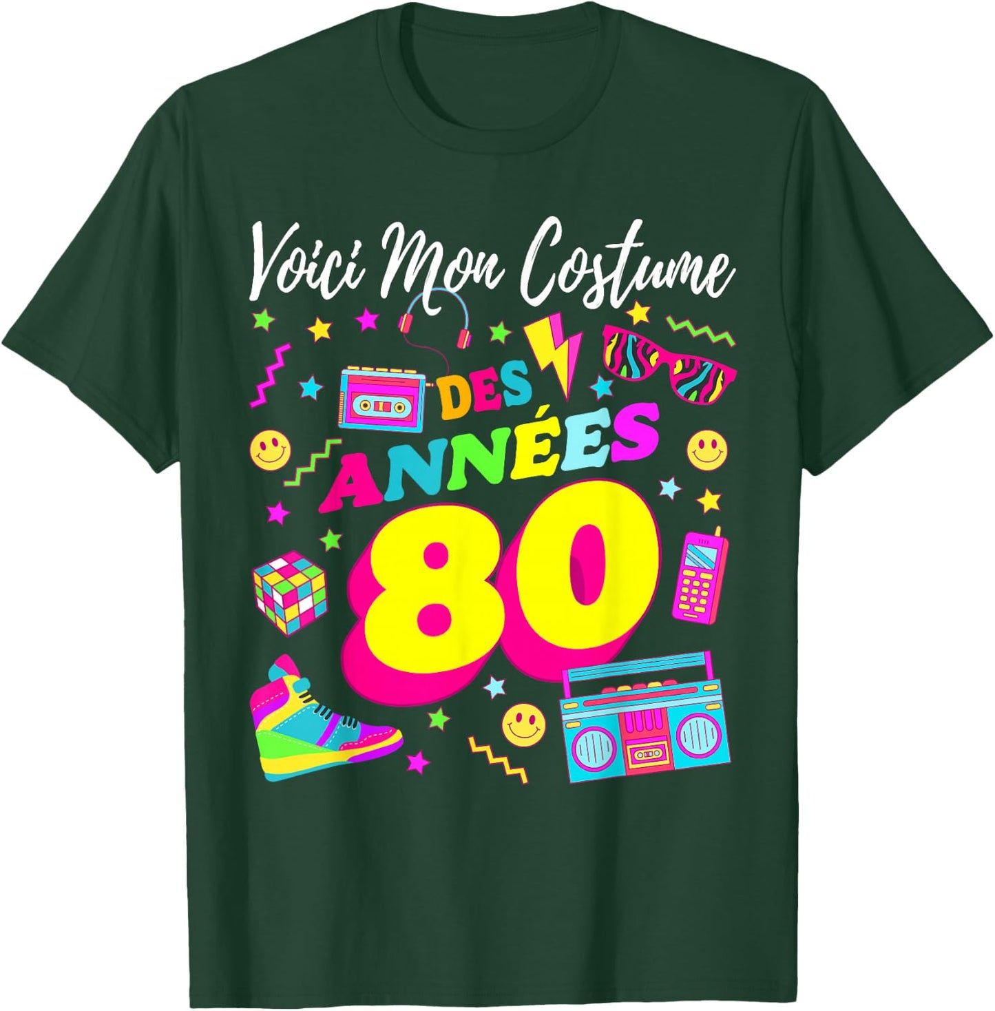 Party 80s Birthday Party 80s Retro Costume , Black, S T-Shirt - T-Shirt | Forest