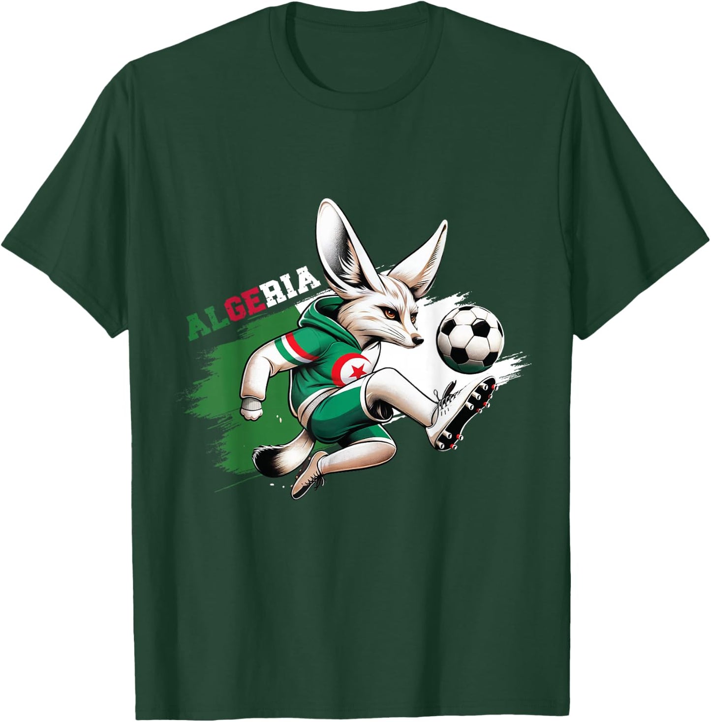 Fennec Algerian Flag Football Gift Jersey Dz , Black, S T-Shirt - T-Shirt | Forest