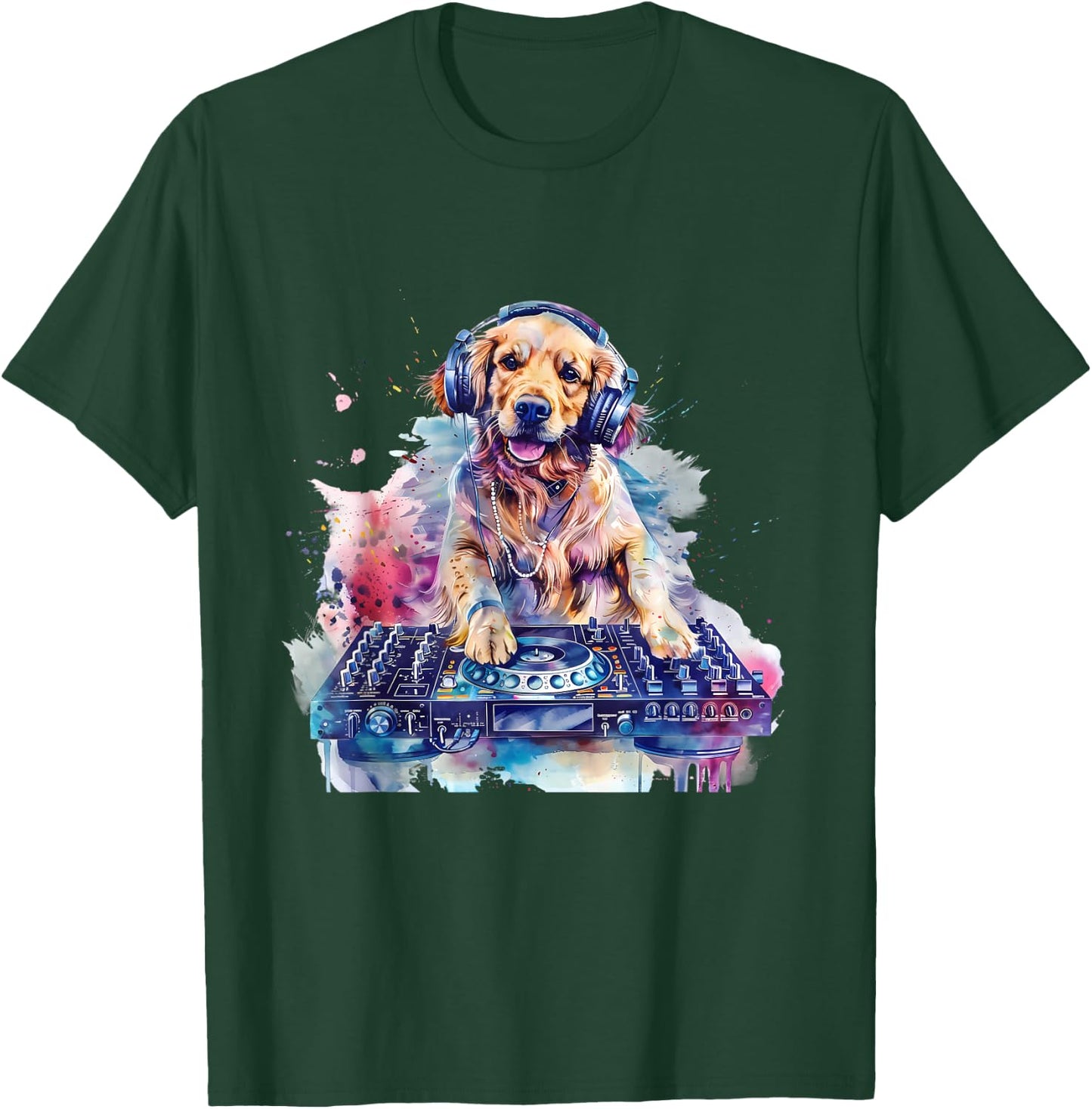 Dog Music DJ EDM Techno Turntable DJ Dog Artwork Beatmaker T-Shirt - T-Shirt | Forest
