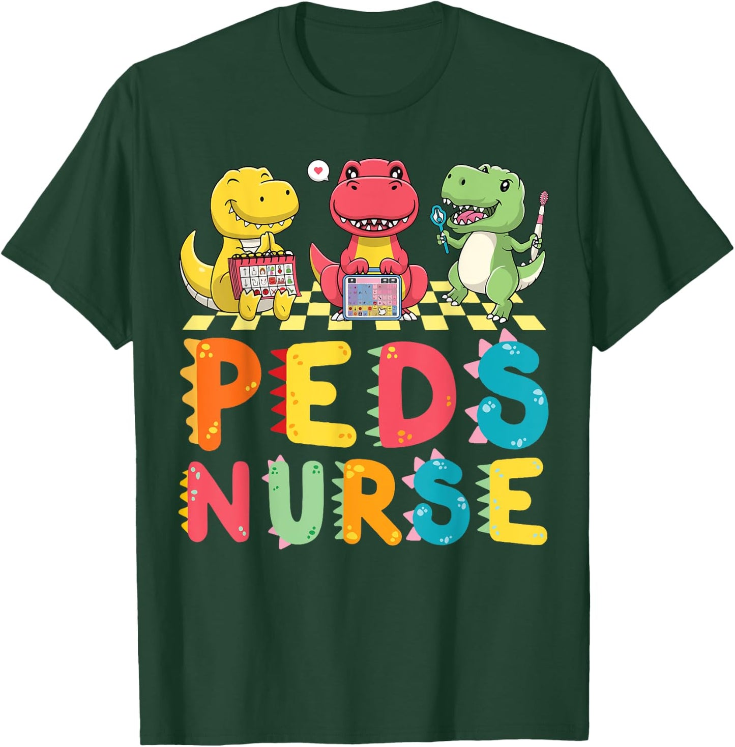 Cute Pediatric Nurse Dinosaurs Peds Nurse Crew Appreciation T-Shirt - T-Shirt | Forest