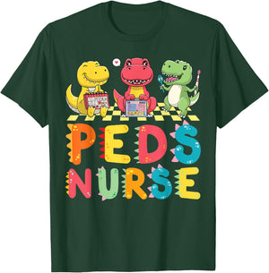 Cute Pediatric Nurse Dinosaurs Peds Nurse Crew Appreciation T-Shirt - T-Shirt | Forest