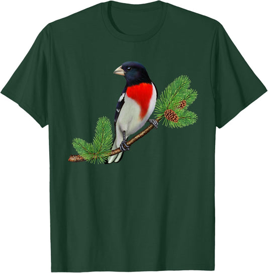 Rose Breasted Grosbeak Shirt Ornithology Bird T-Shirt - T-Shirt | Forest