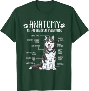 Funny Anatomy Alaskan Malamute Dog Lover Women Girls Kids T-Shirt - T-Shirt | Forest