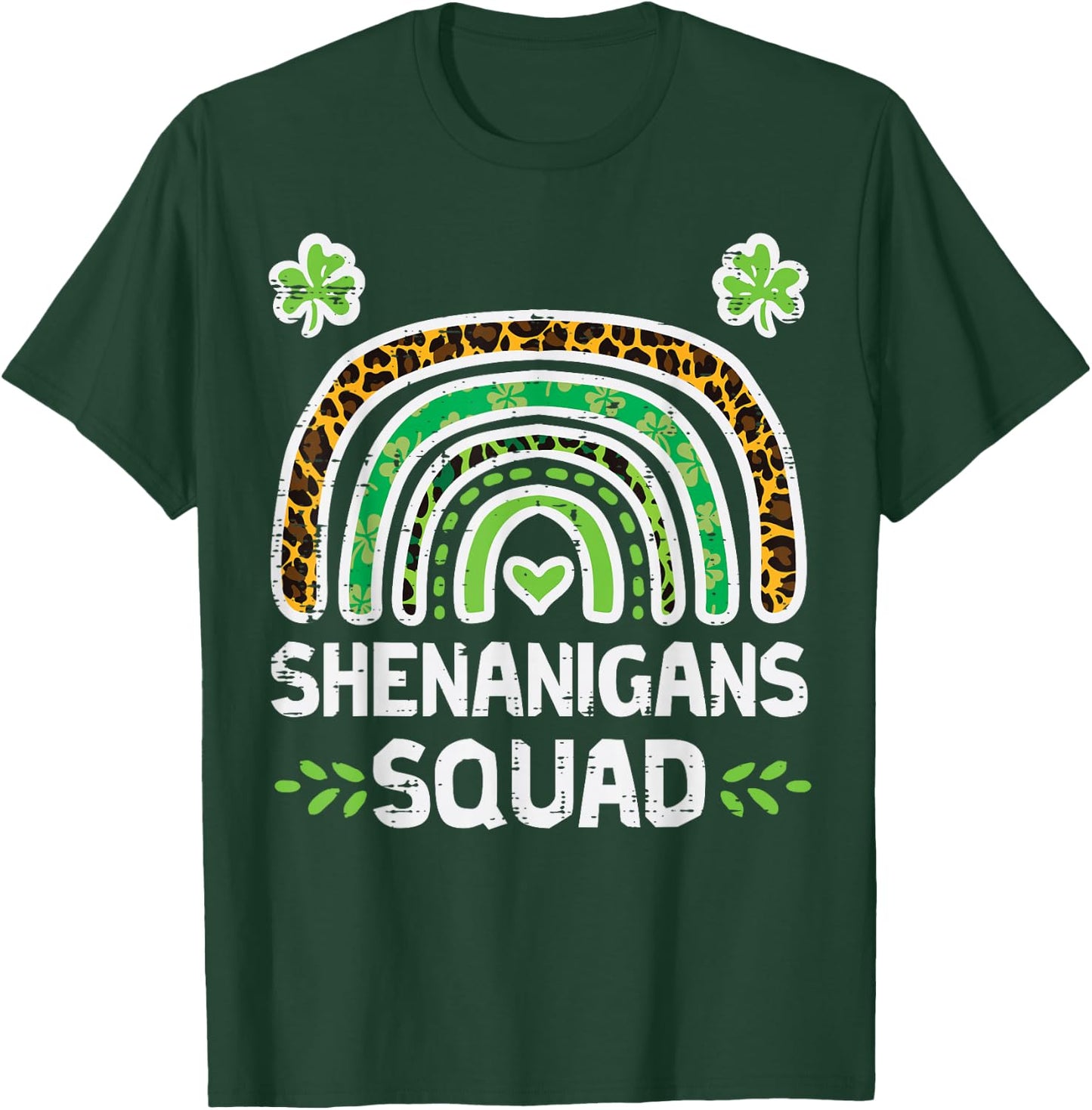 St Patricks Shenanigans Squad Leopard Rainbow Men Women Kids T-Shirt - T-Shirt | Forest