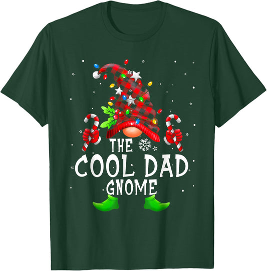 Cool Dad Gnome Buffalo Plaid Matching Family Christmas T-Shirt - T-Shirt | Forest