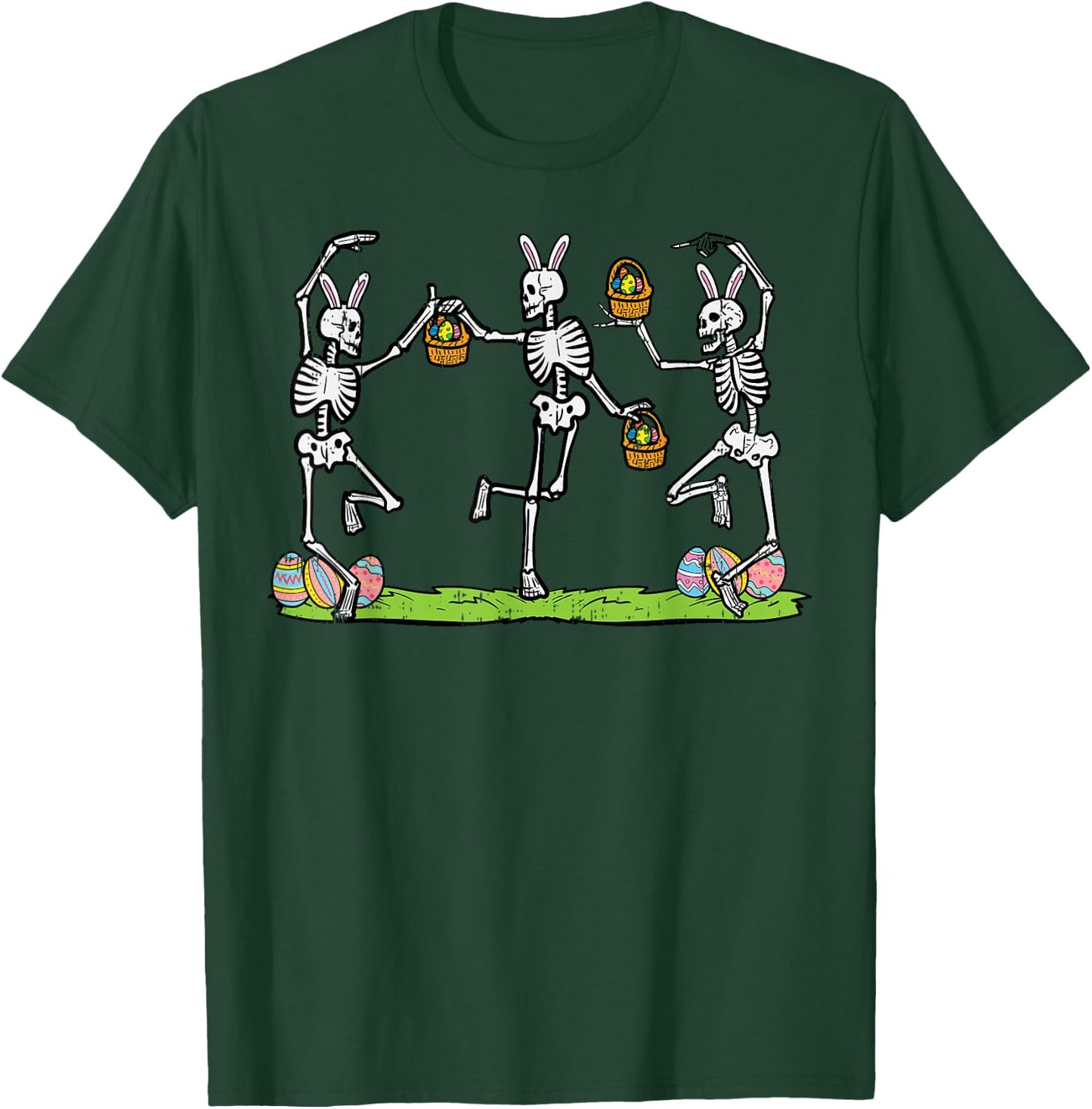 Easter Skeletons Dancing Funny Bunny Bones Women Men Kids T-Shirt - T-Shirt | Forest