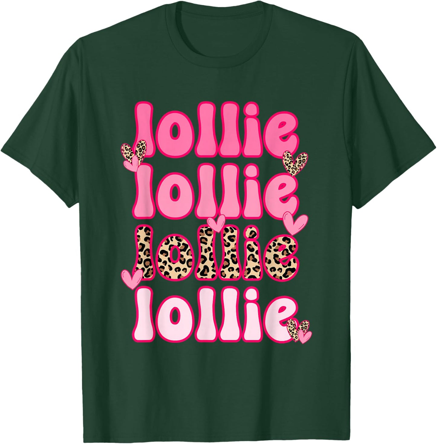 Leopard Groovy Lollie Valentine's Day Women Valentine T-Shirt - T-Shirt | Forest