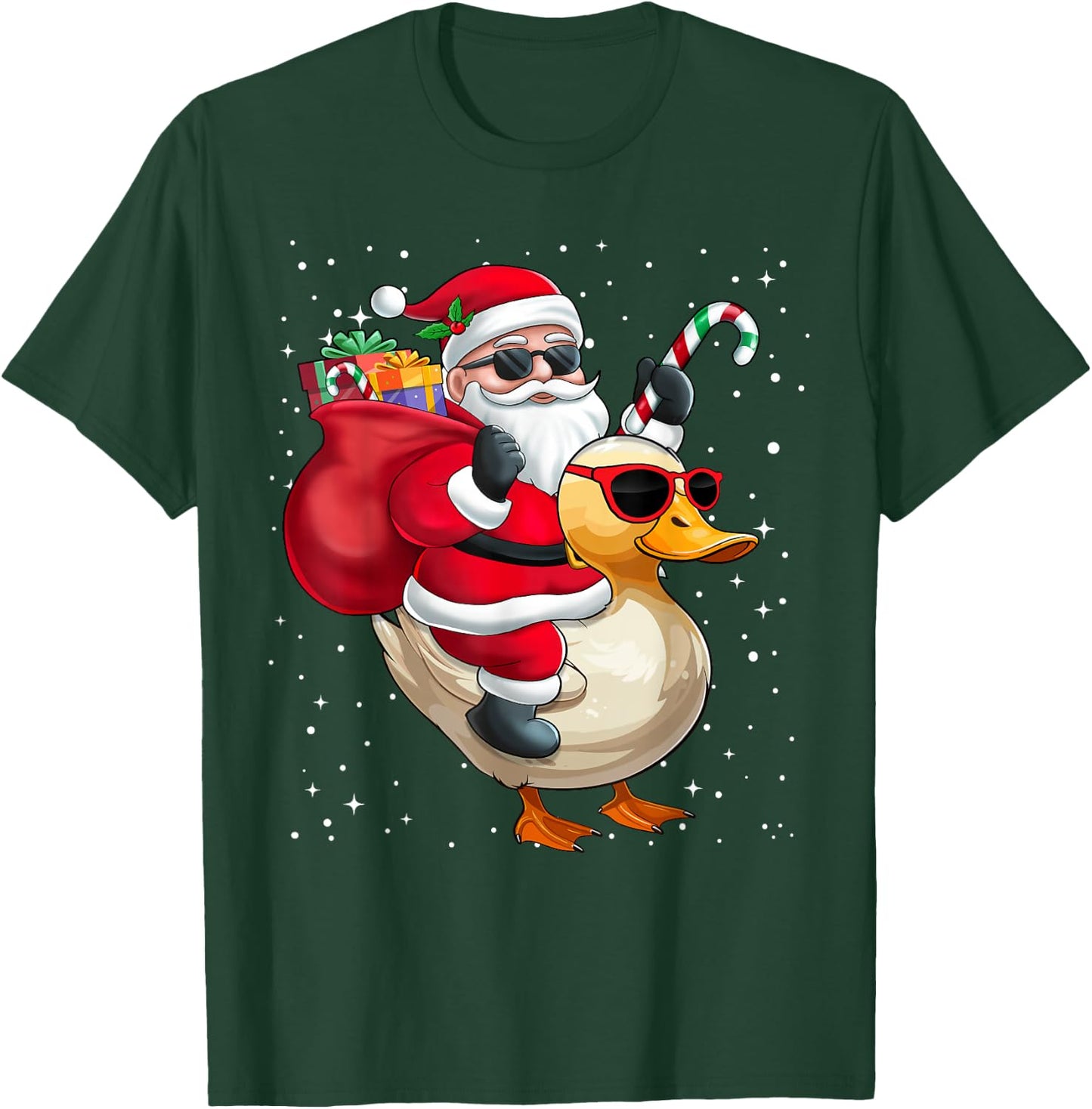 Santa Claus Riding A Duck Christmas Boy Girl Kids T-Shirt - T-Shirt | Forest