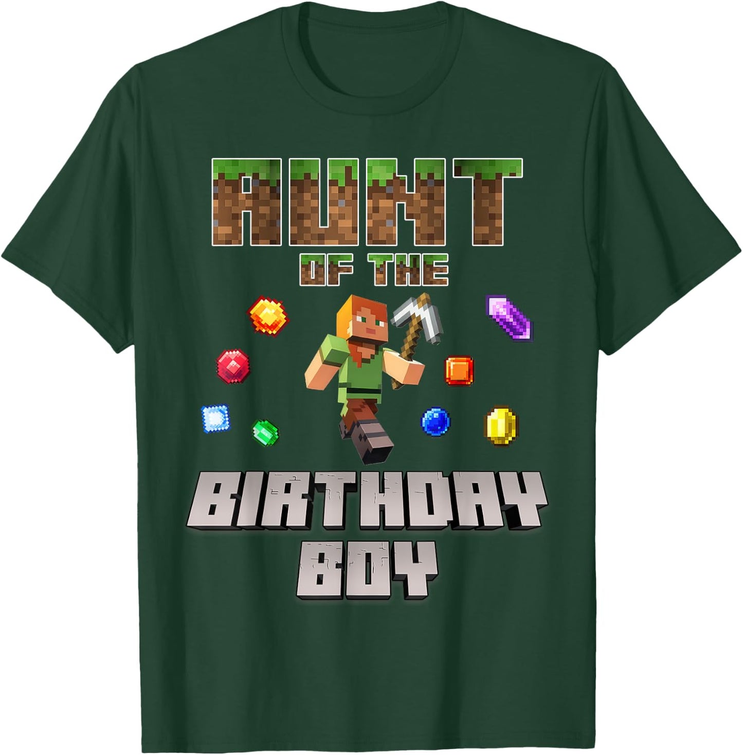 Aunt Of The Birthday Boy Video Gamer Pixel Number T-Shirt - T-Shirt | Forest