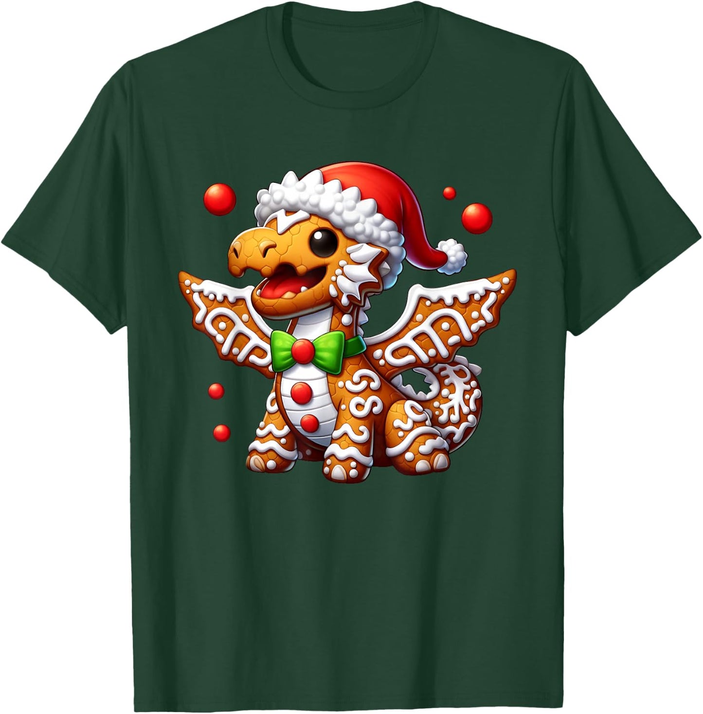 Funny Gingerbread Man Dragon Christmas Kids T-Shirt - T-Shirt | Forest