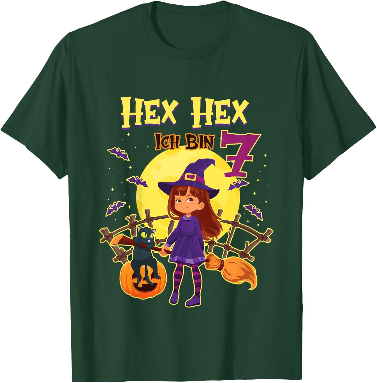 Kinder Hex Hex Ich Bin 7 Jahre Alt Geburtstagsshirt Hexe Geburtstag T-Shirt - T-Shirt | Forest