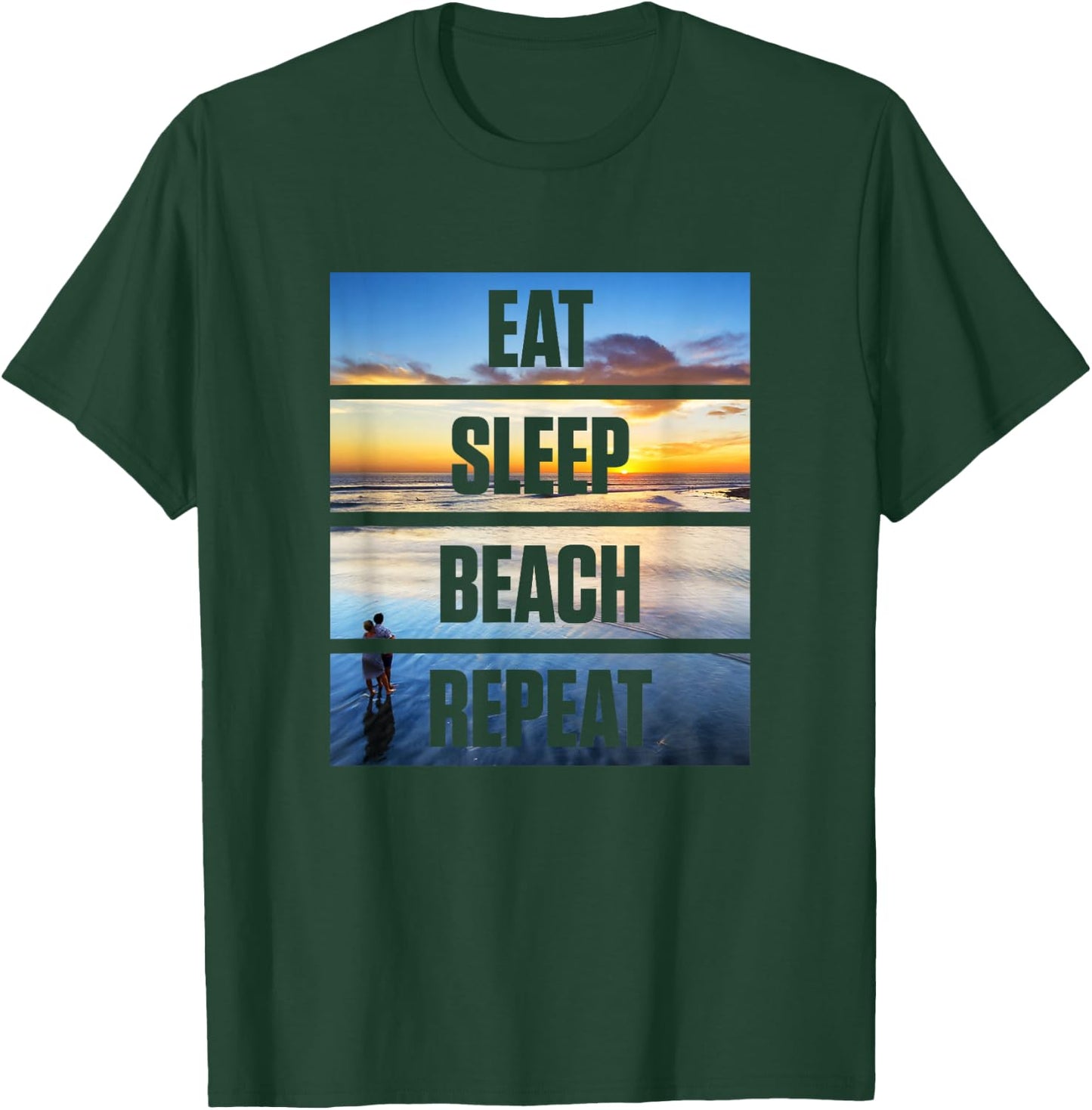 Cute EAT SLEEP BEACH REPEAT Vacation T-Shirt - T-Shirt | Forest