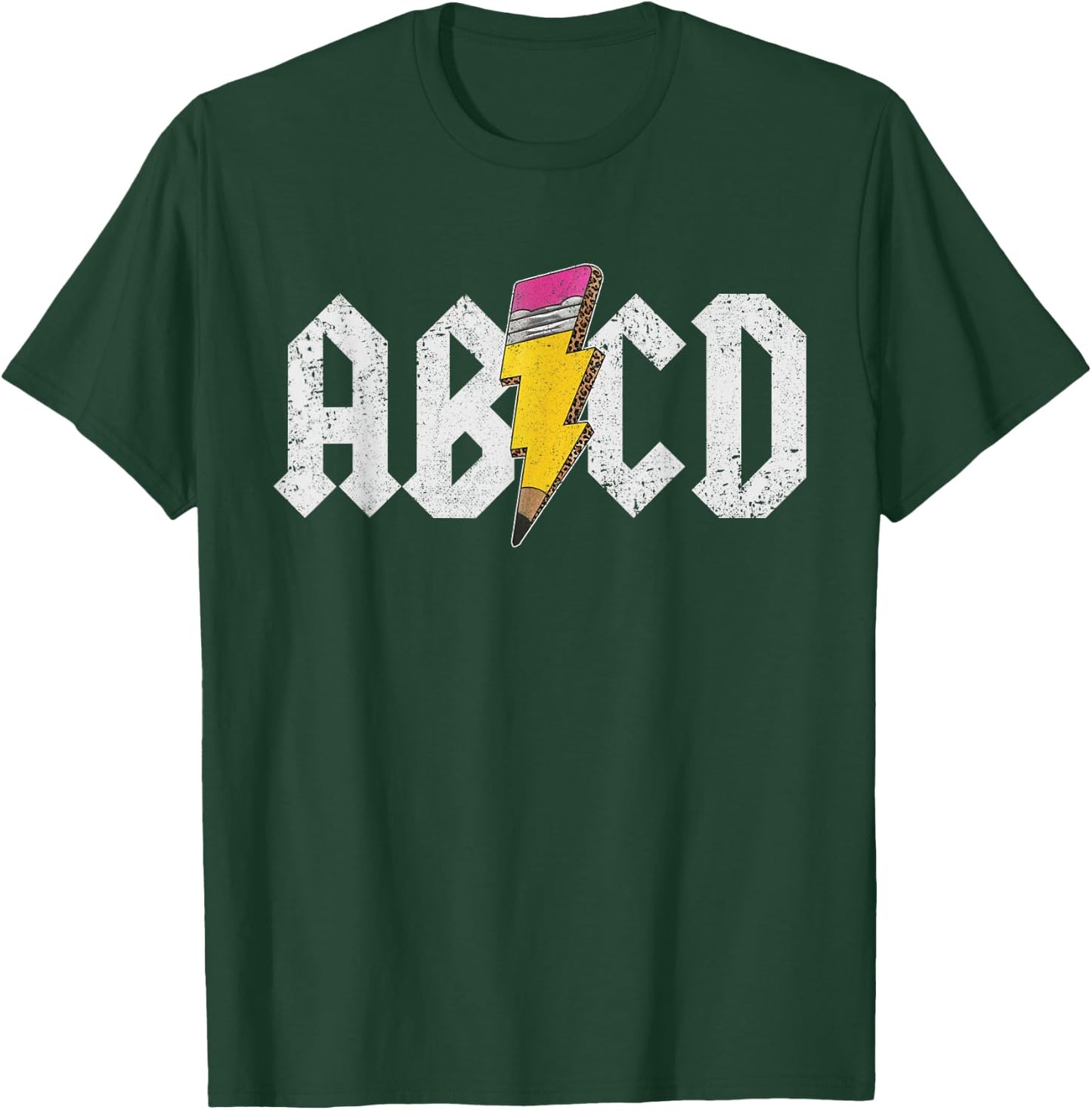 ABCD Lightning English Teacher ABC Learning Distressed , black T-Shirt - T-Shirt | Forest
