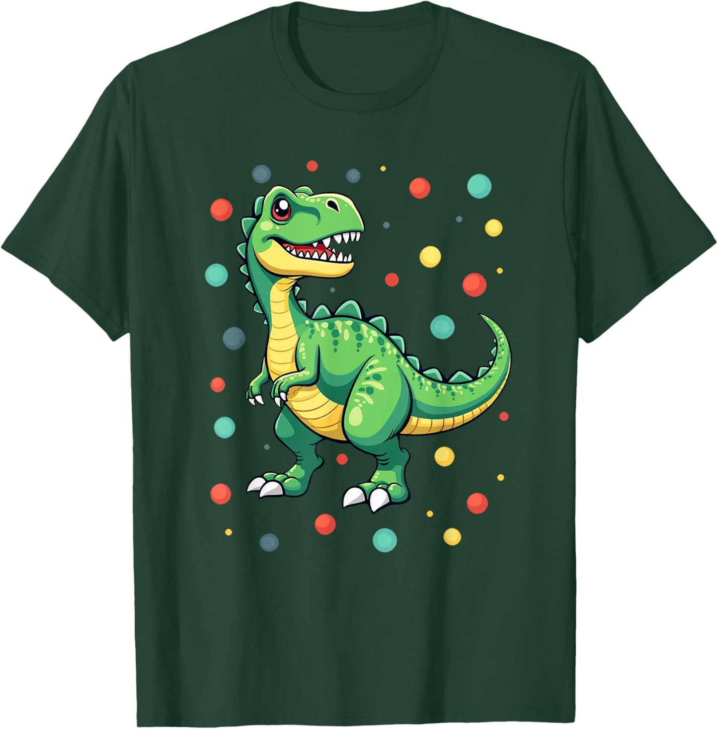 Dinosaur Trex Dino Polka Dots Polka Dot Boys Kids Youth , Black, S T-Shirt - T-Shirt | Forest