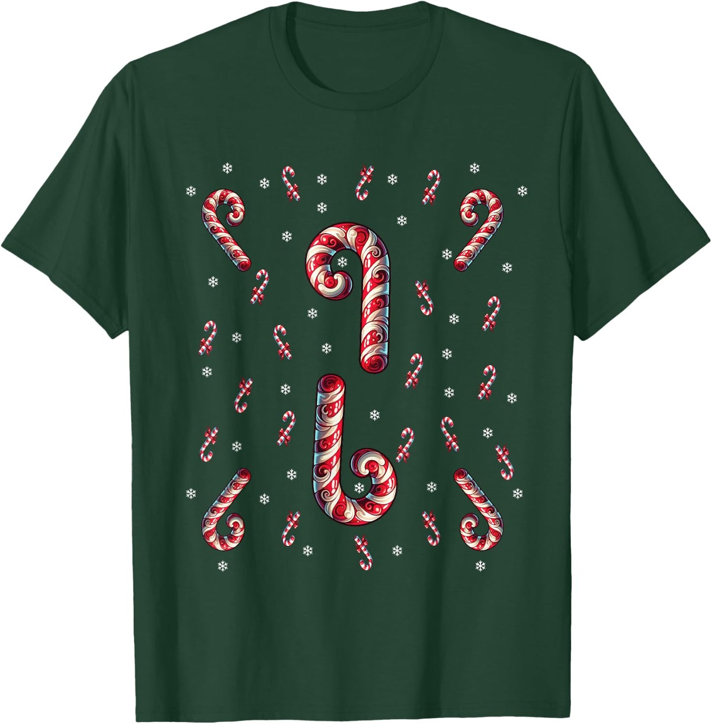 Red And White Candy Cane Santa Christmas Xmas Lights T-Shirt - T-Shirt | Forest